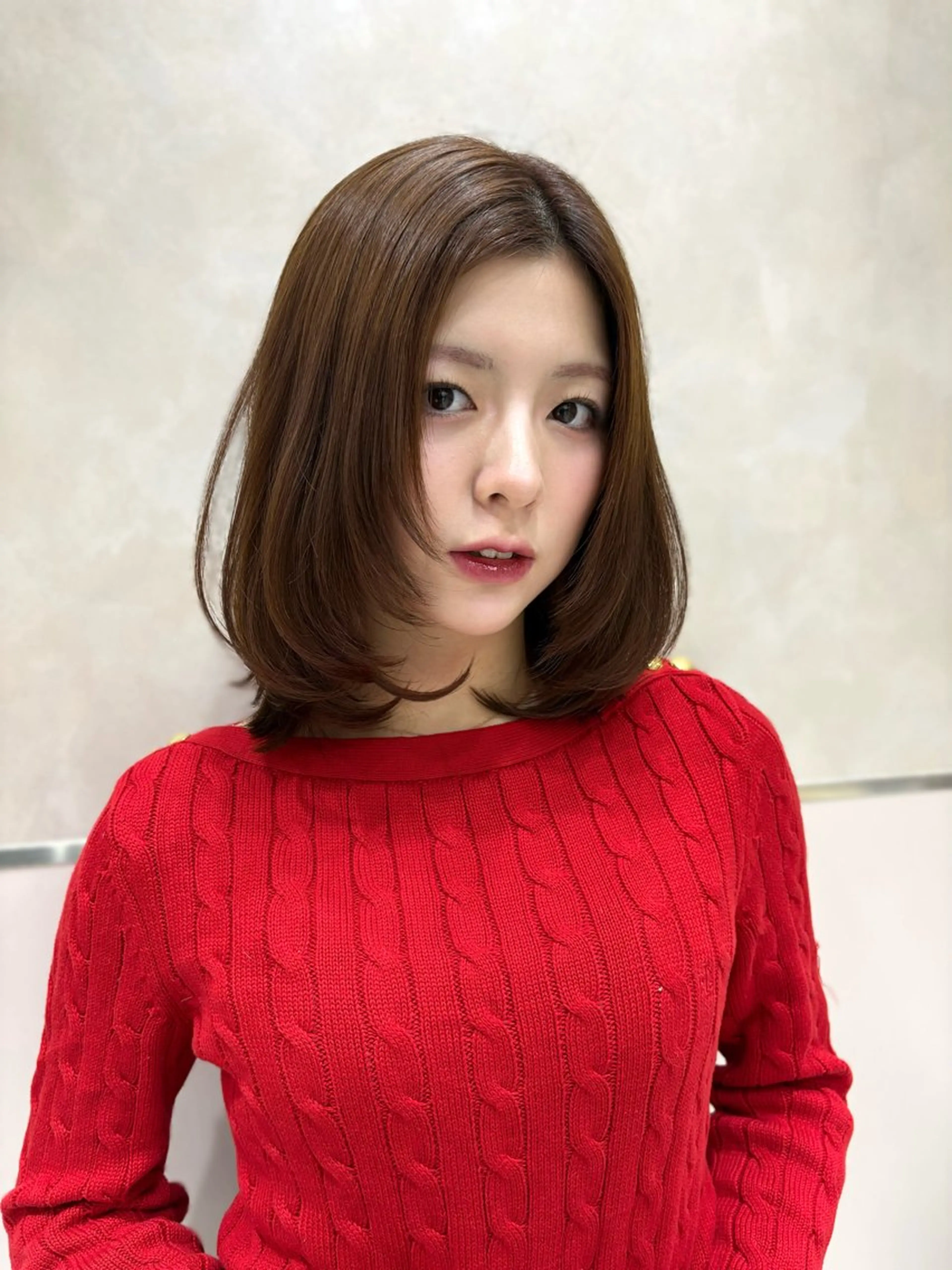 ミディアム パーマ 縮毛矯正 縮毛矯正 銀座/レイヤー/ 透明感カラー✨りくのヘアスタイル