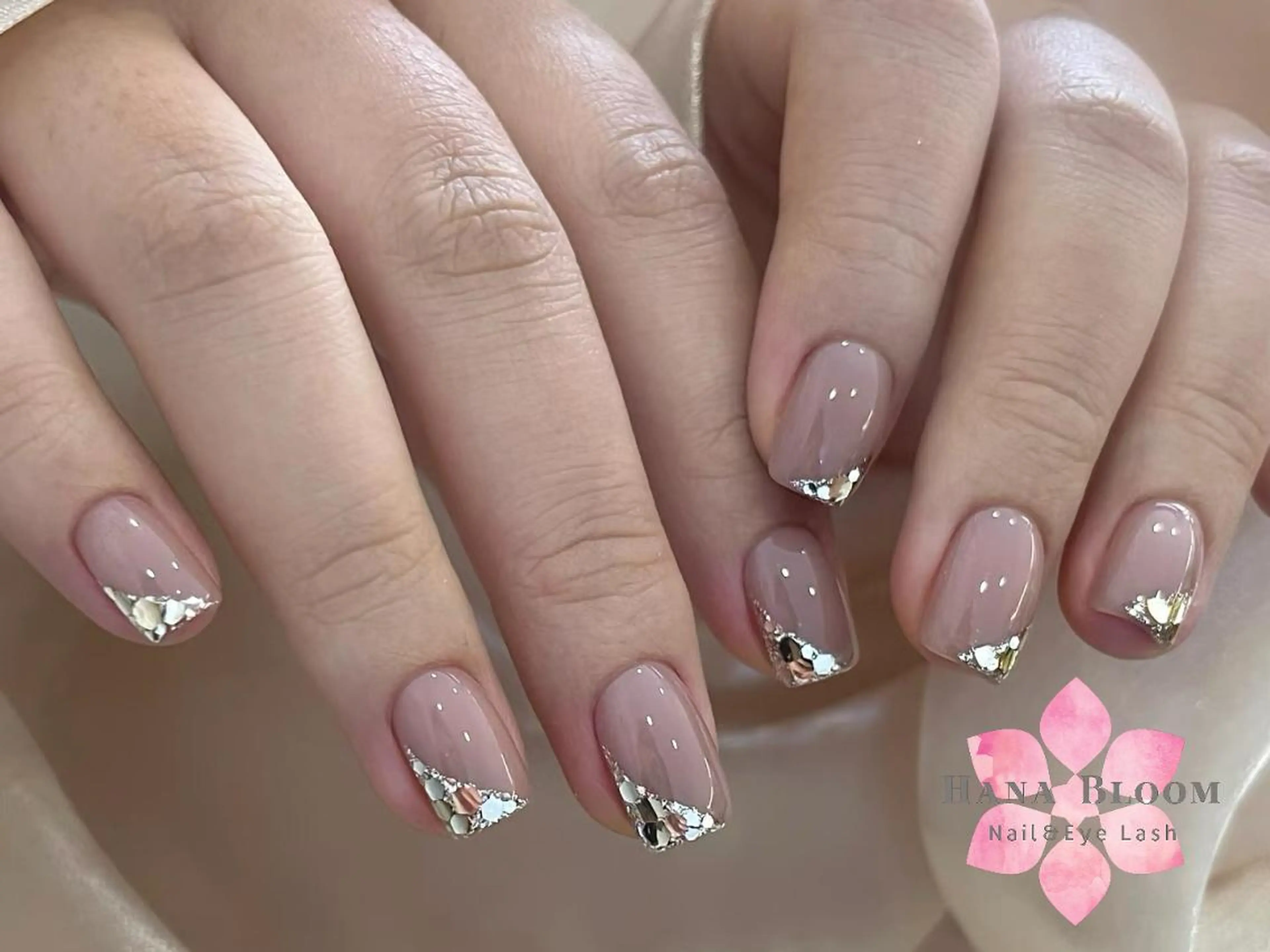 ネイル 長さ出し フレンチネイル ジェルネイル ガラスフレンチ 韓国ネイル Hana Bloom Nail💛Rinaのネイルデザイン