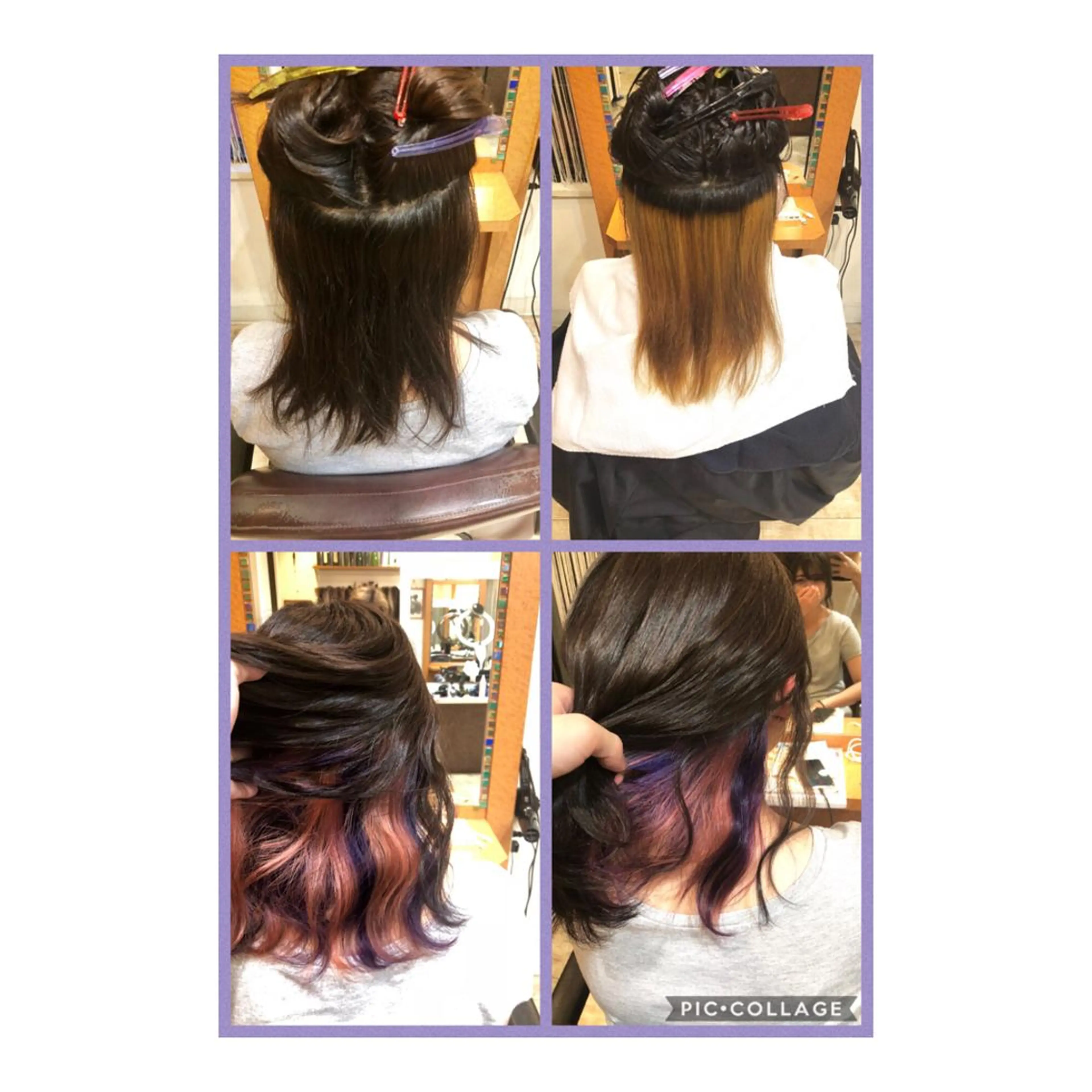 セミロング カラー ブリーチ インナーカラー ピンクカラー 100%髪質改善特化 TRUNSのヘアスタイル