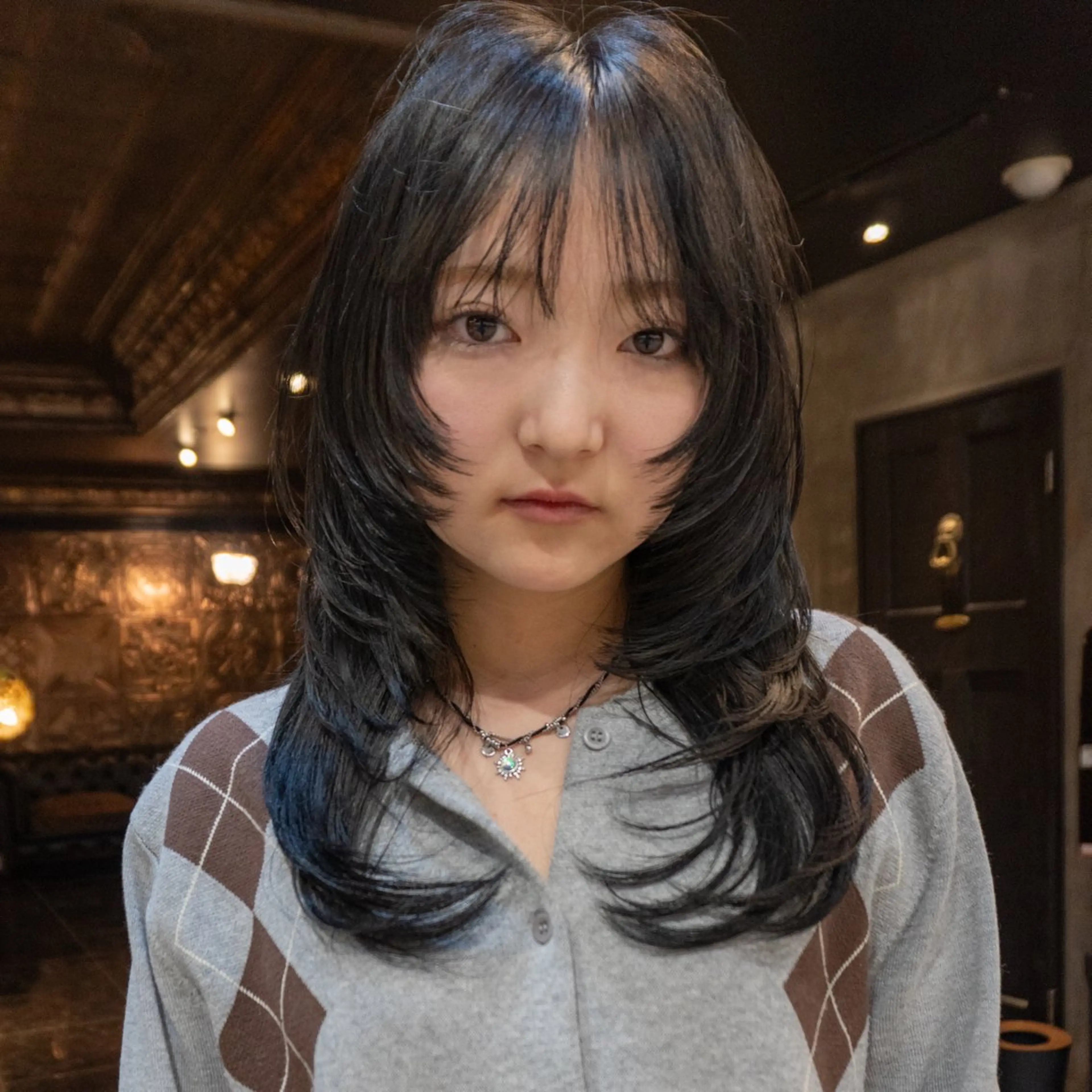 セミロング カラー ハッシュカット レイヤーカット カット ヘアカラー トリートメント メンズヘア/パーマ/ SHOUTOのヘアスタイル