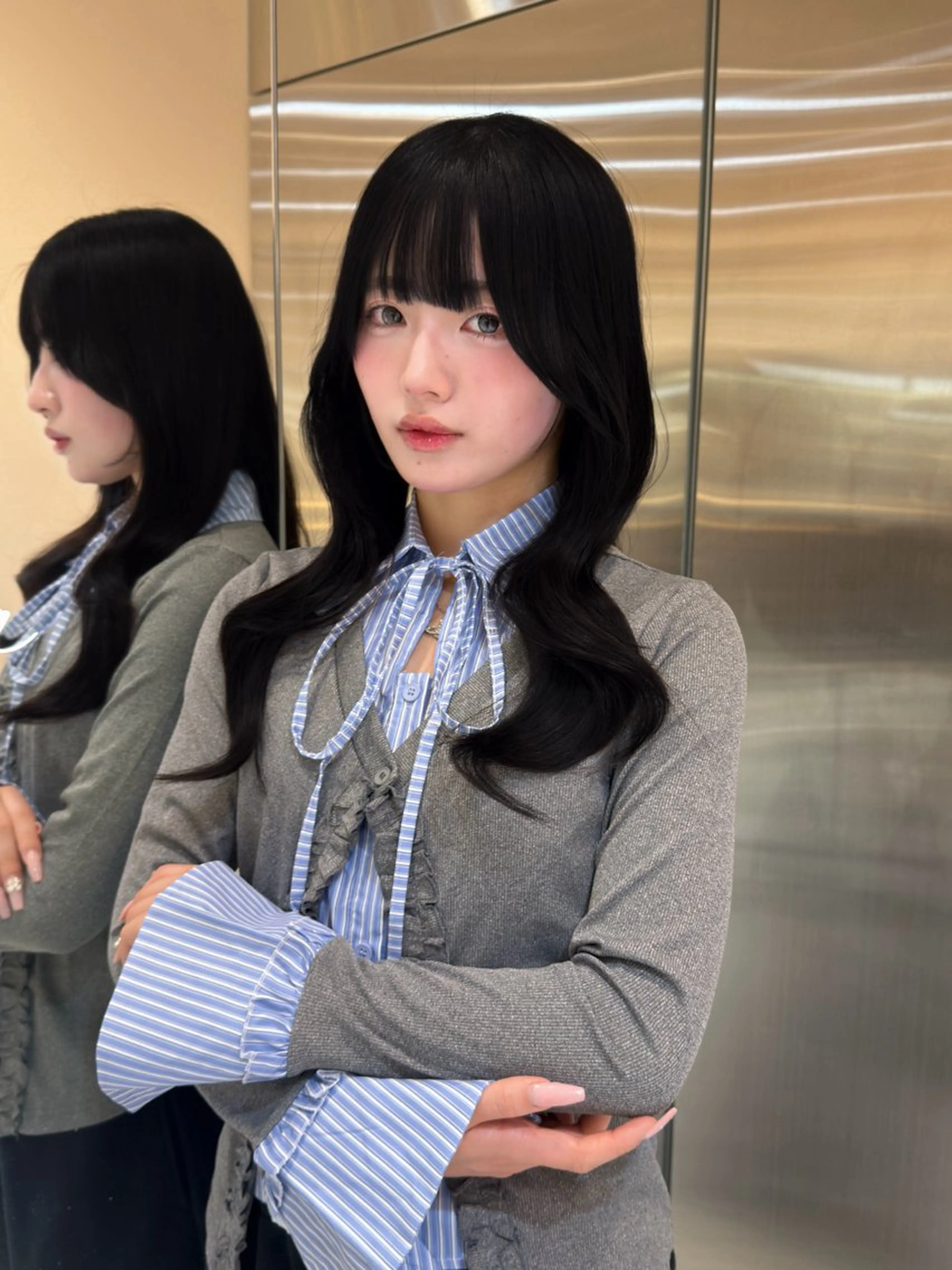 ロング カラー カット ヘアカラー トリートメント 今っぽレイヤーカット グレージュ/リョウヤのヘアスタイル