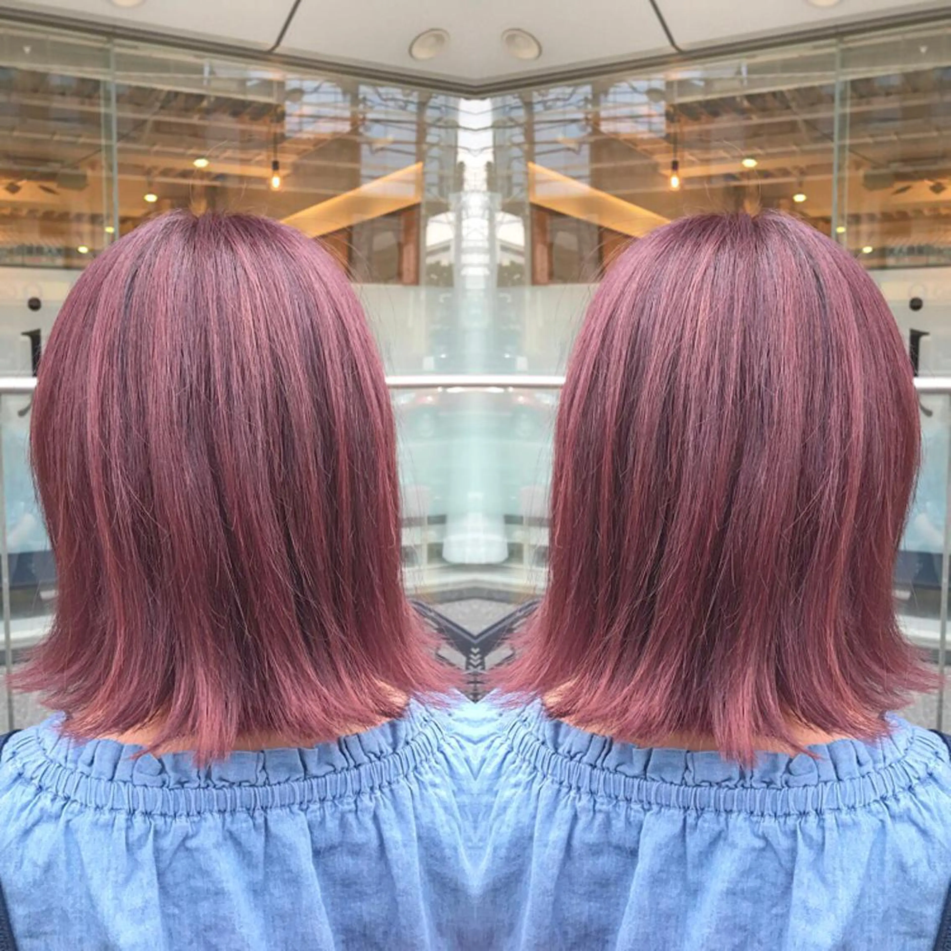 ショート カラー イルミナカラー ピンクカラー 青木 茂樹⭐️ 透明感カラーのヘアスタイル