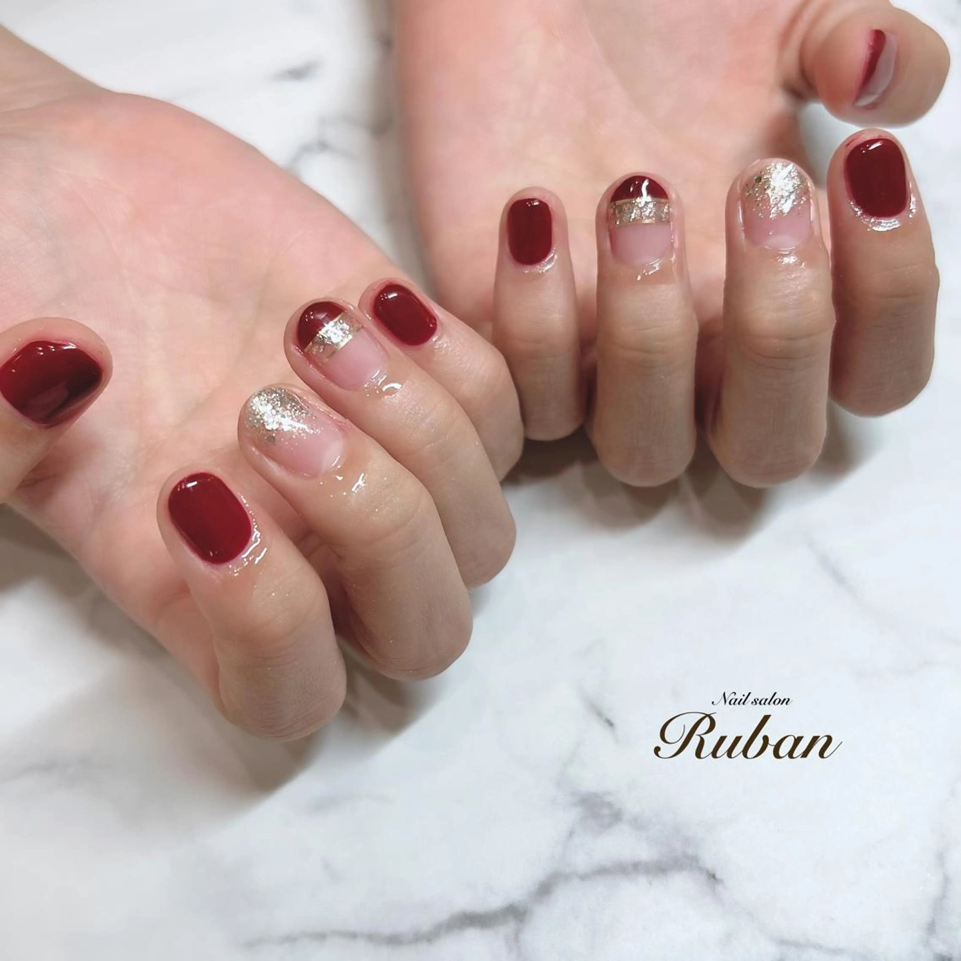 ネイル ボルドー 冬ネイル Nail salon Ruban所属・Nail salon Rubanのネイルデザイン