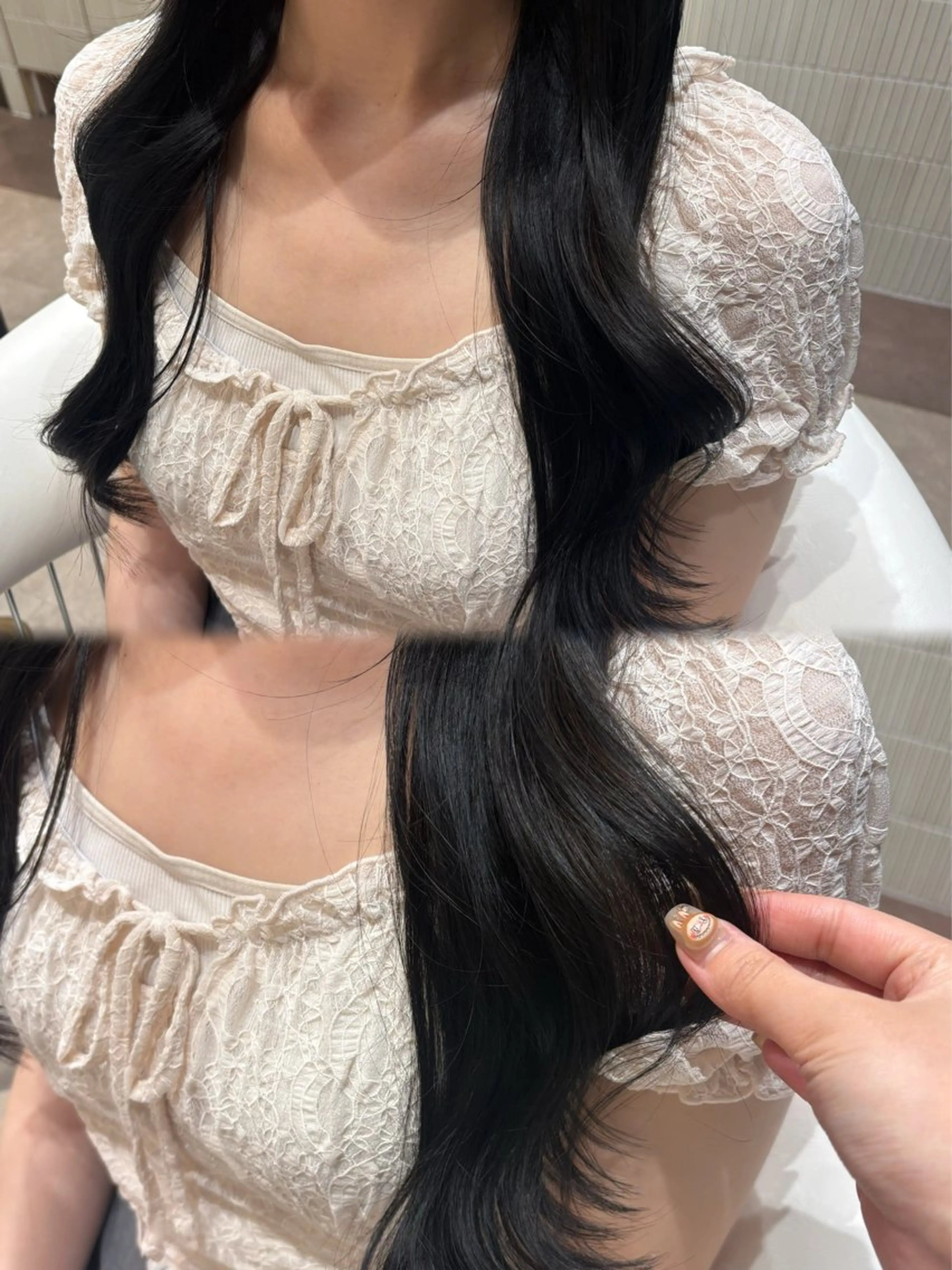 ロング カット トリートメント ヘアセット 上品♡韓国レイヤー ‎🤍のの‎🤍のヘアスタイル