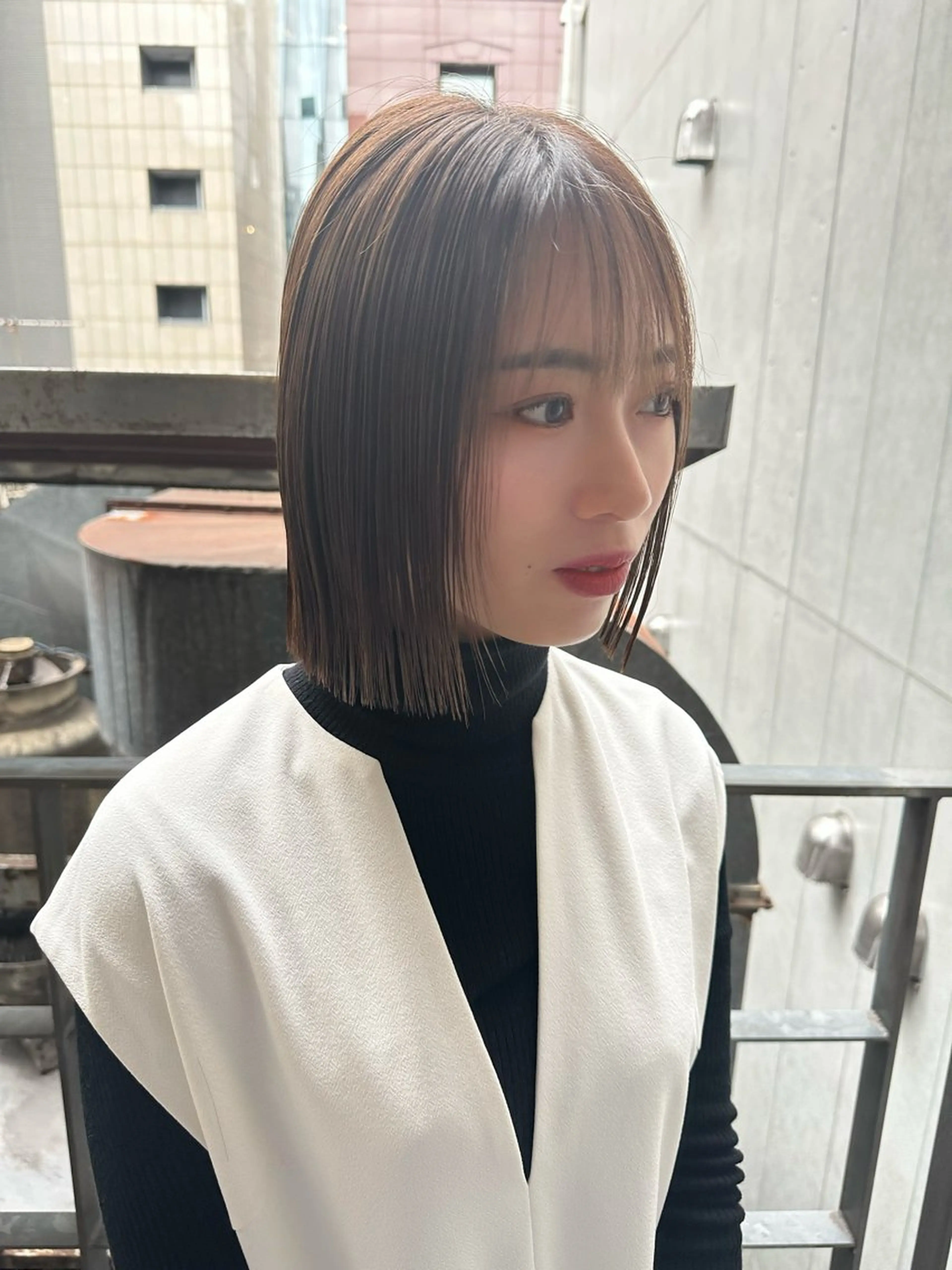 ショート カラー パーマ ヘアアレンジ 切りっぱなしボブ ボブ 髪質改善/韓国風 レイヤー/田村祐樹のヘアスタイル