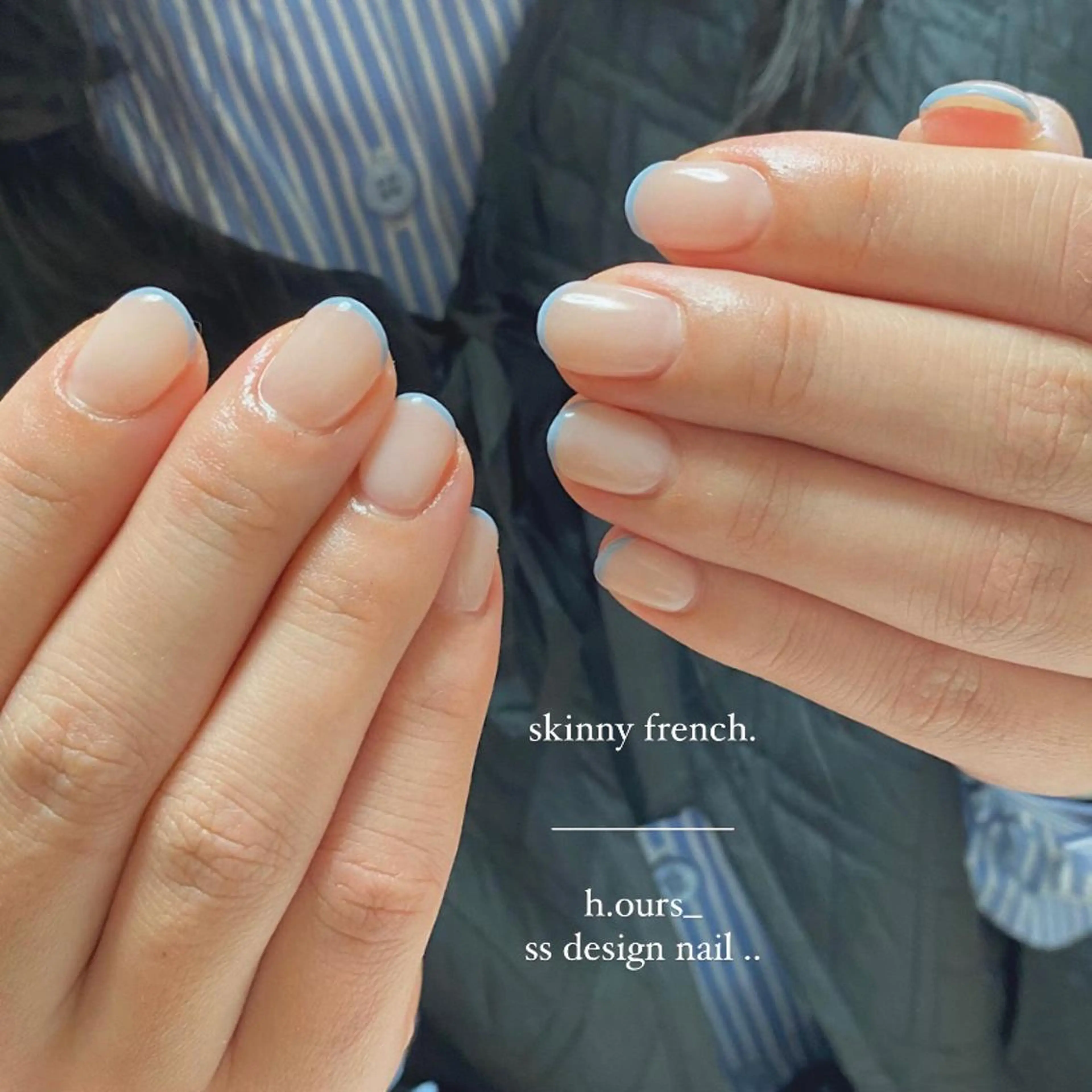 ネイル ブルー フレンチネイル ワンカラーネイル シンプルネイル h.ours _のネイルデザイン