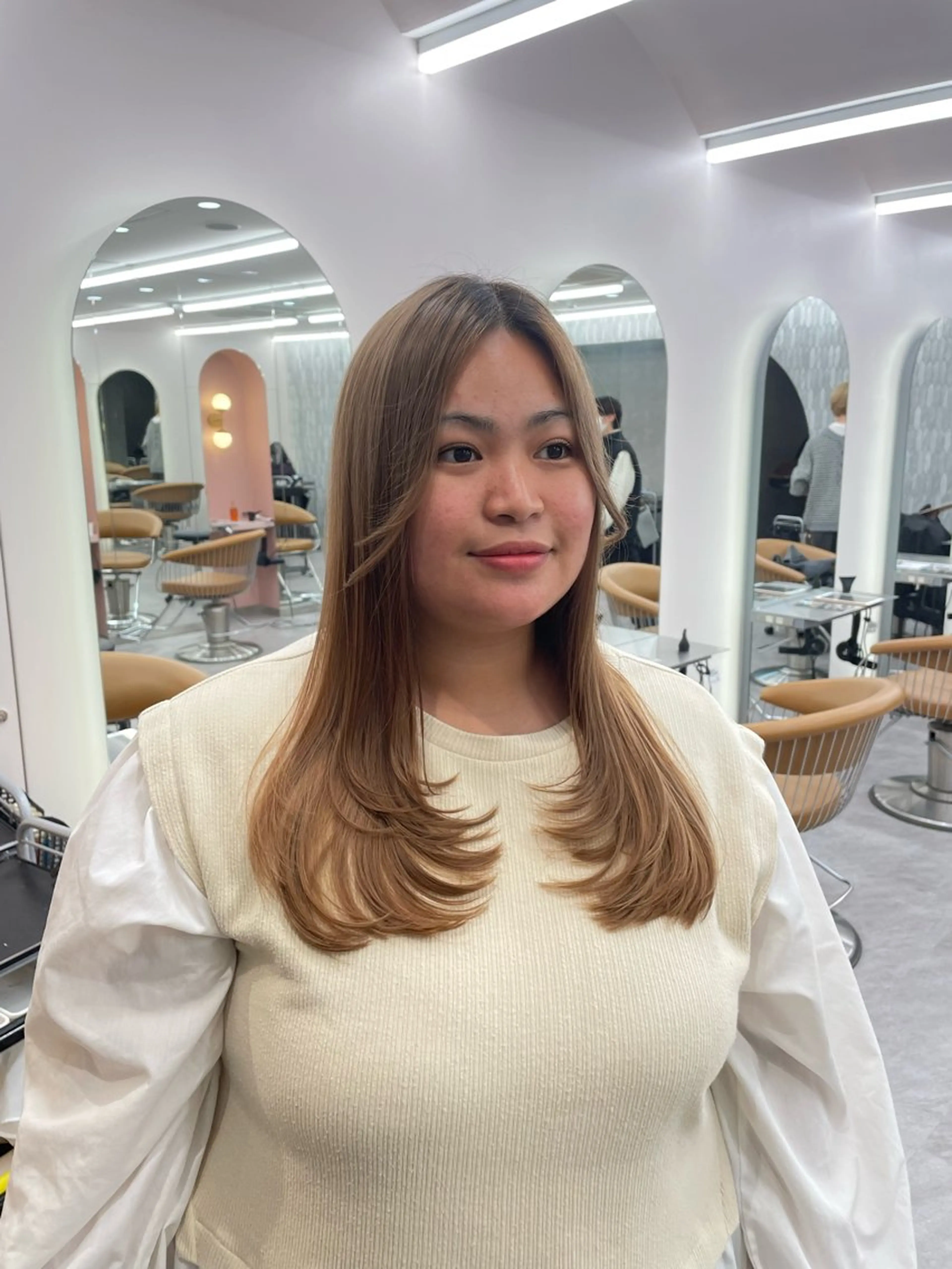 ロング レイヤーカット 縮毛矯正/ストンボブ Wカラー💎ヒデジのヘアスタイル