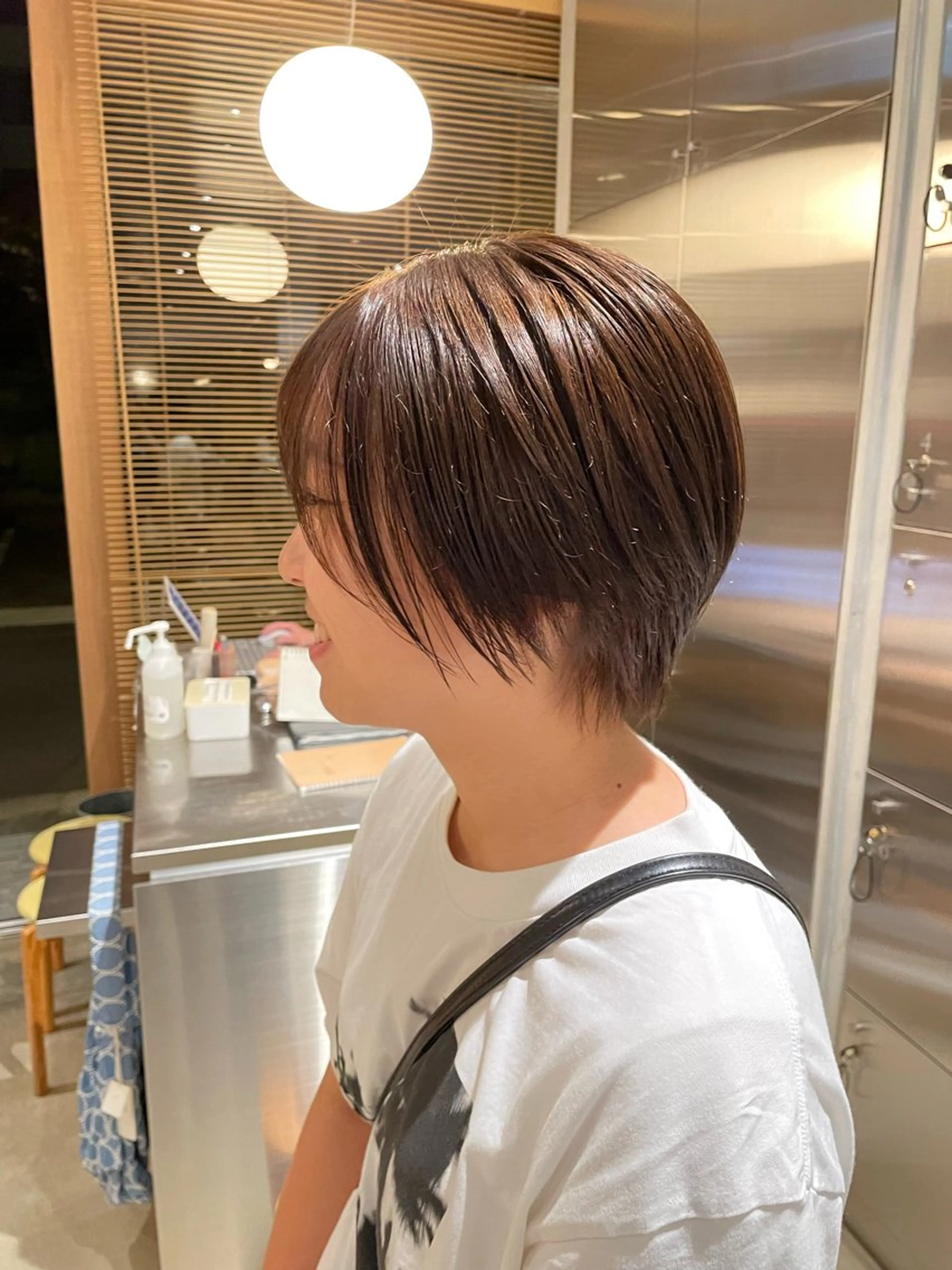 ショート カラー ブラウンカラー オレンジ 樋口 花穂のヘアスタイル