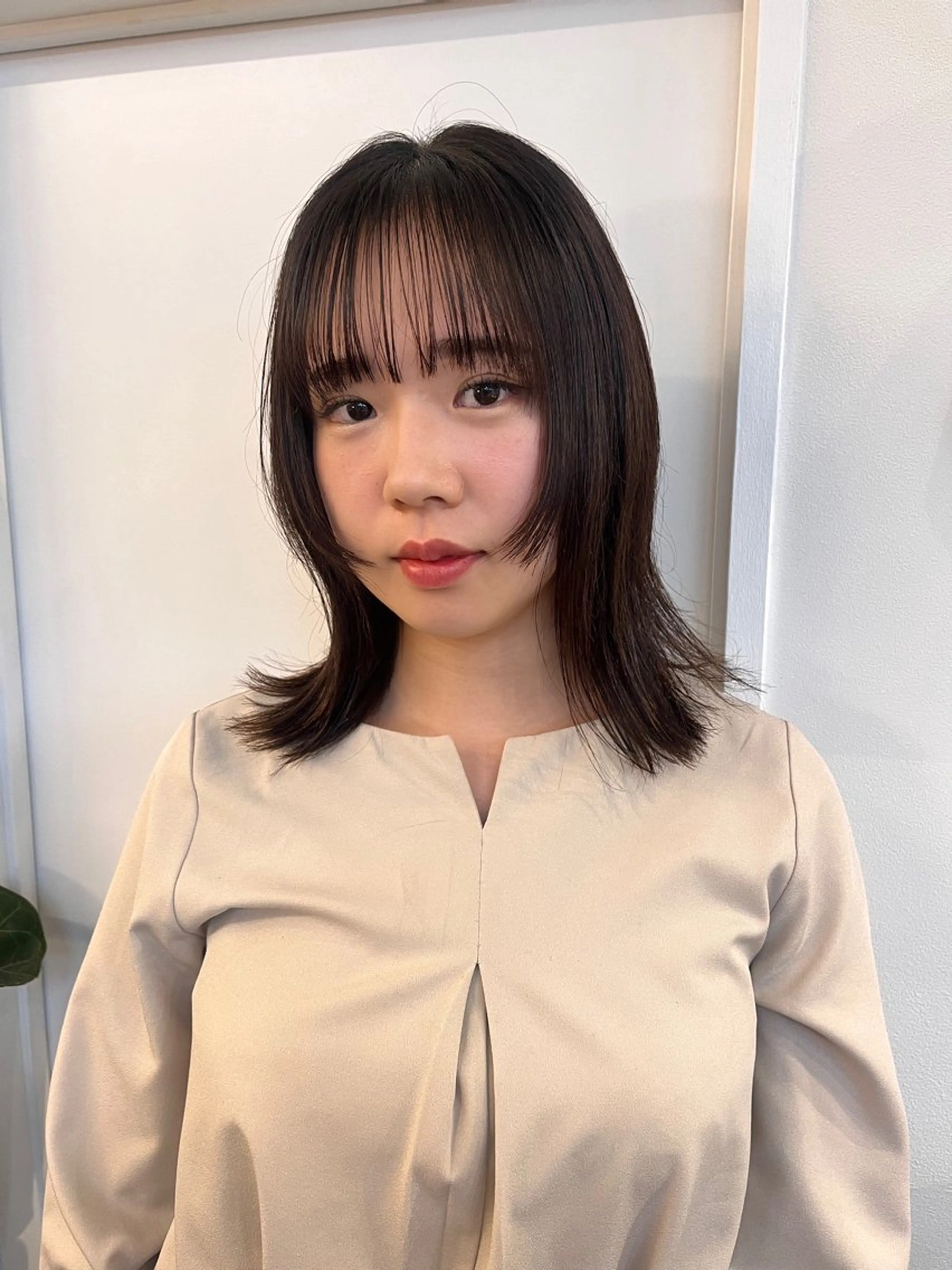 ミディアム 顔周りカット レイヤーカット/韓国 ヘア/ honokaのヘアスタイル