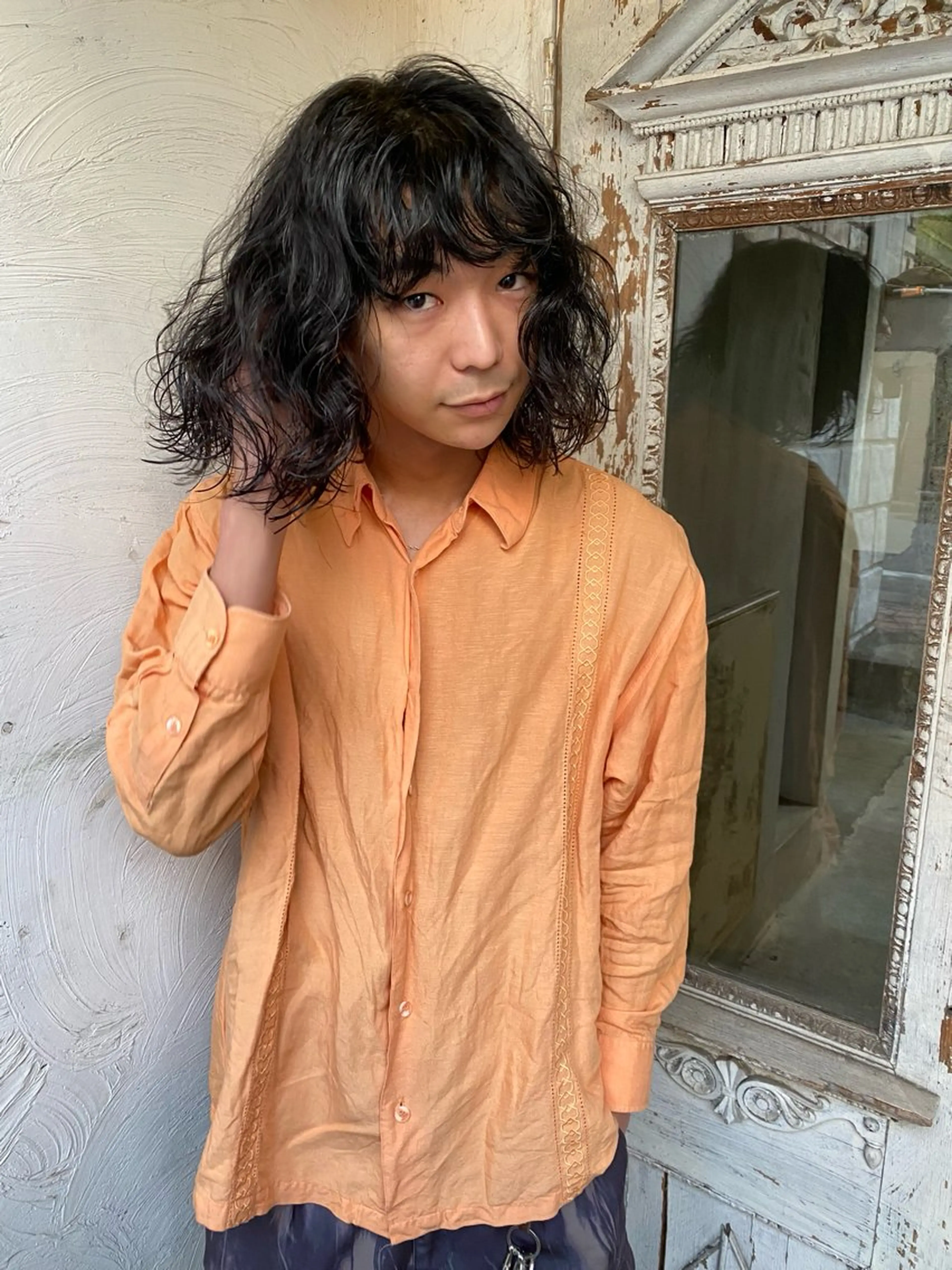 セミロング カラー パーマ メンズ カット パーマ パーマ、髪質改善 カズマのヘアスタイル