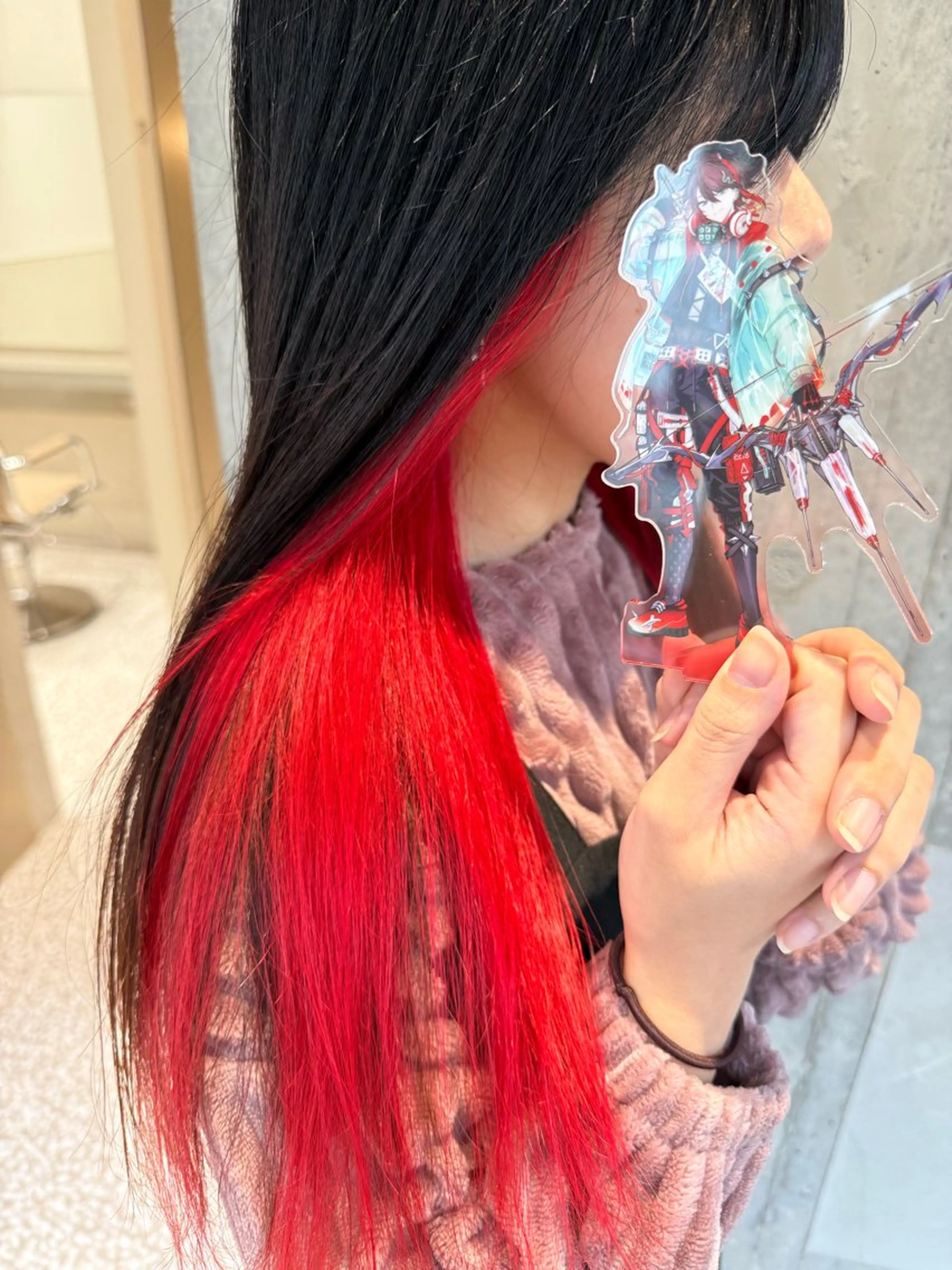 ロング カラー ブリーチ ケアブリーチ ダブルカラー レッドカラー ヘアカラー インナーカラー 推し ブリーチ  髪質改善のヘアスタイル