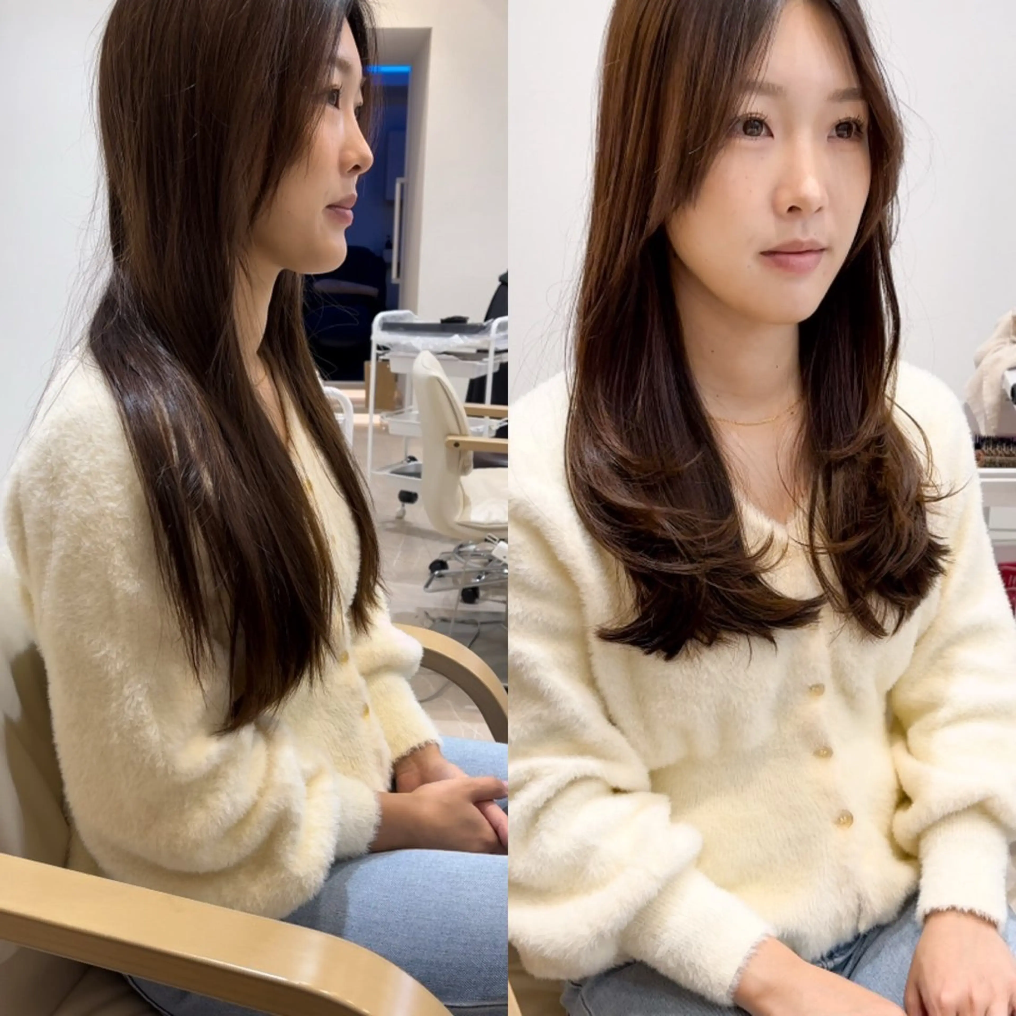 セミロング 顔周りカット ハイレイヤー レイヤーカット カット トリートメント ミタニ/髪質改善 /レイヤーカットのヘアスタイル