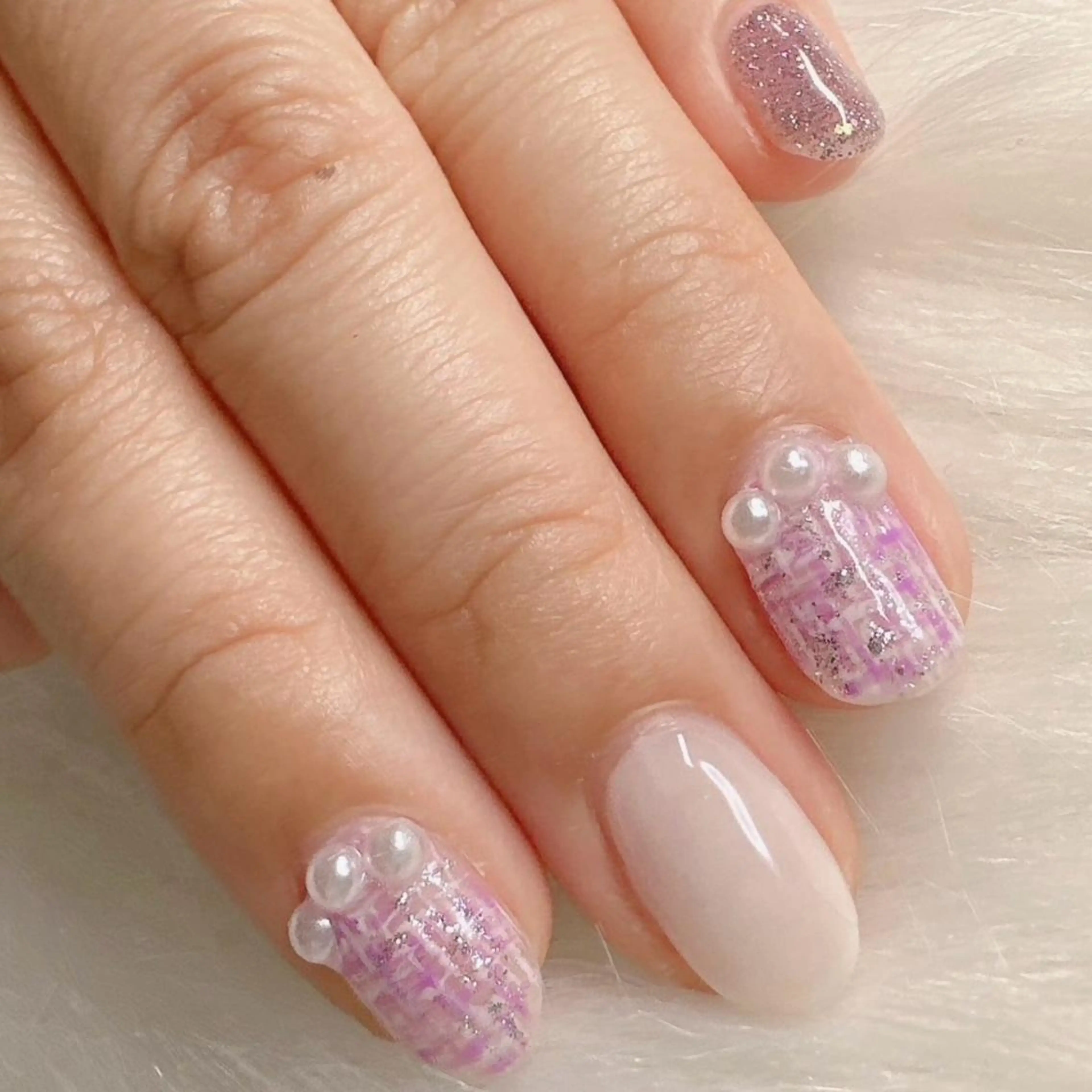 ネイル ツイードネイル 冬ネイル 山下 アップネイルのネイルデザイン