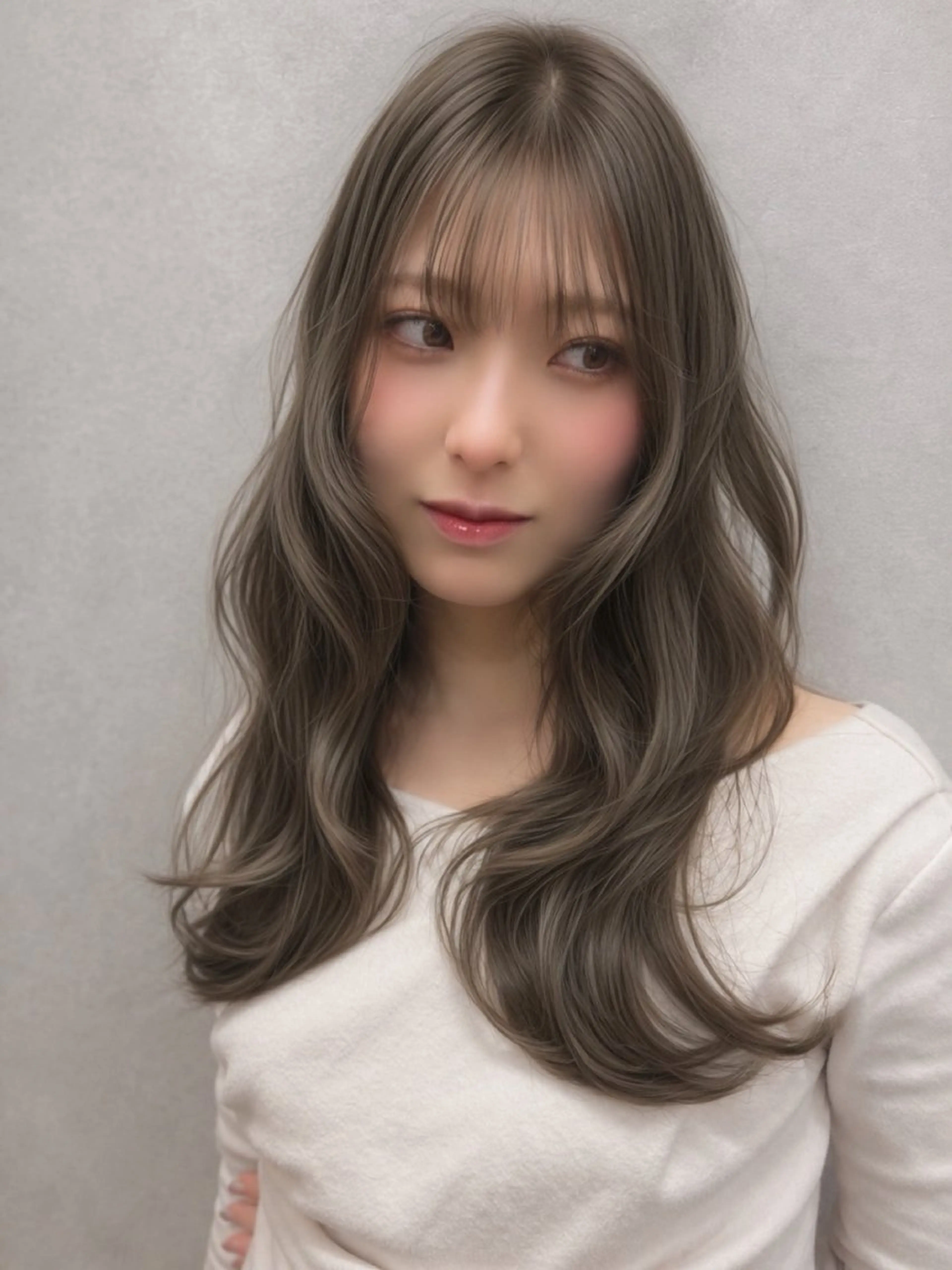 ロング カラー ベージュカラー オリーブベージュ レイヤーカット AIRI layer cut hairのヘアスタイル