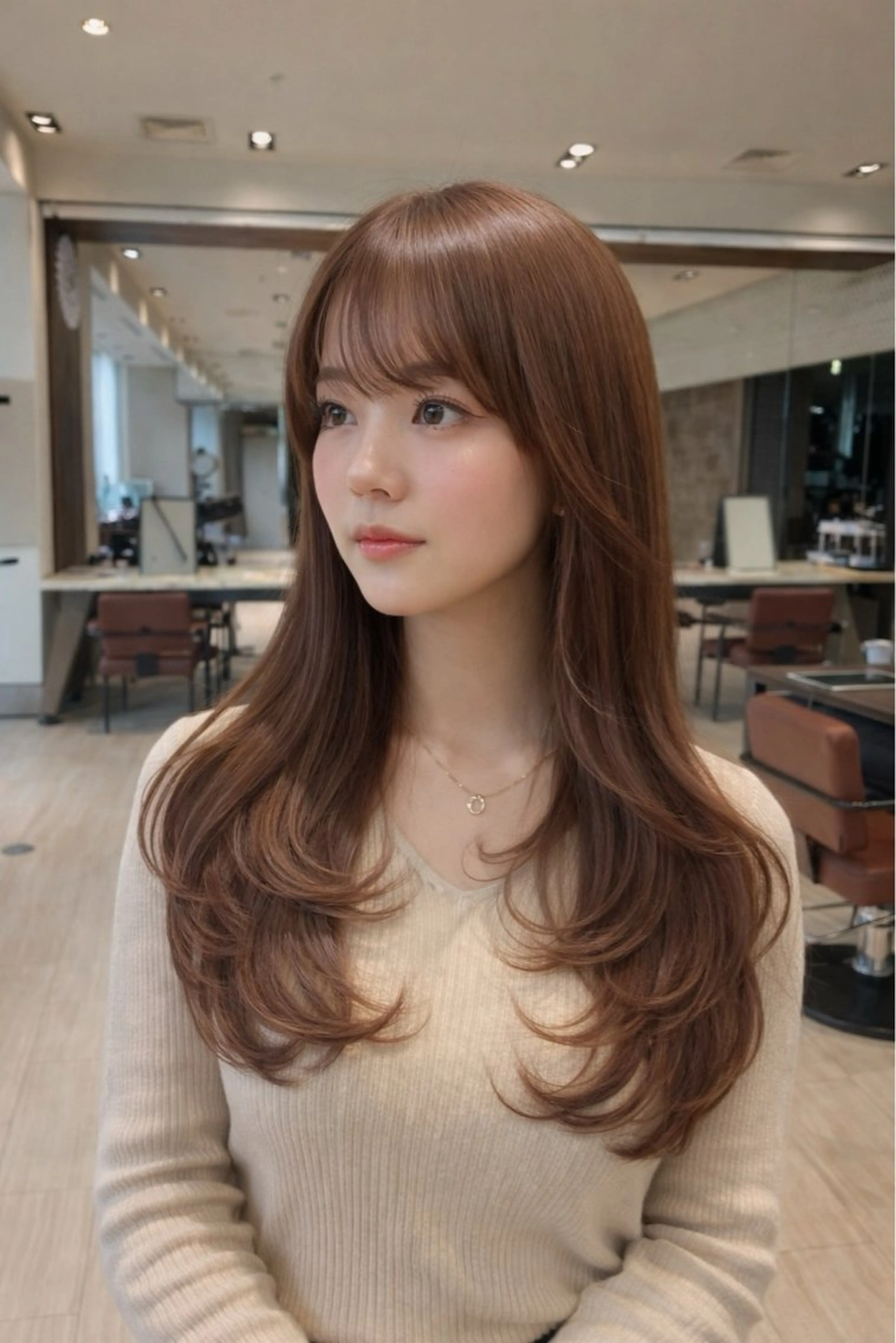 ロング 顔周りカット レイヤーカット カット ヘアカラー トリートメント レイヤー/顔周り カット/松岡 祥利のヘアスタイル