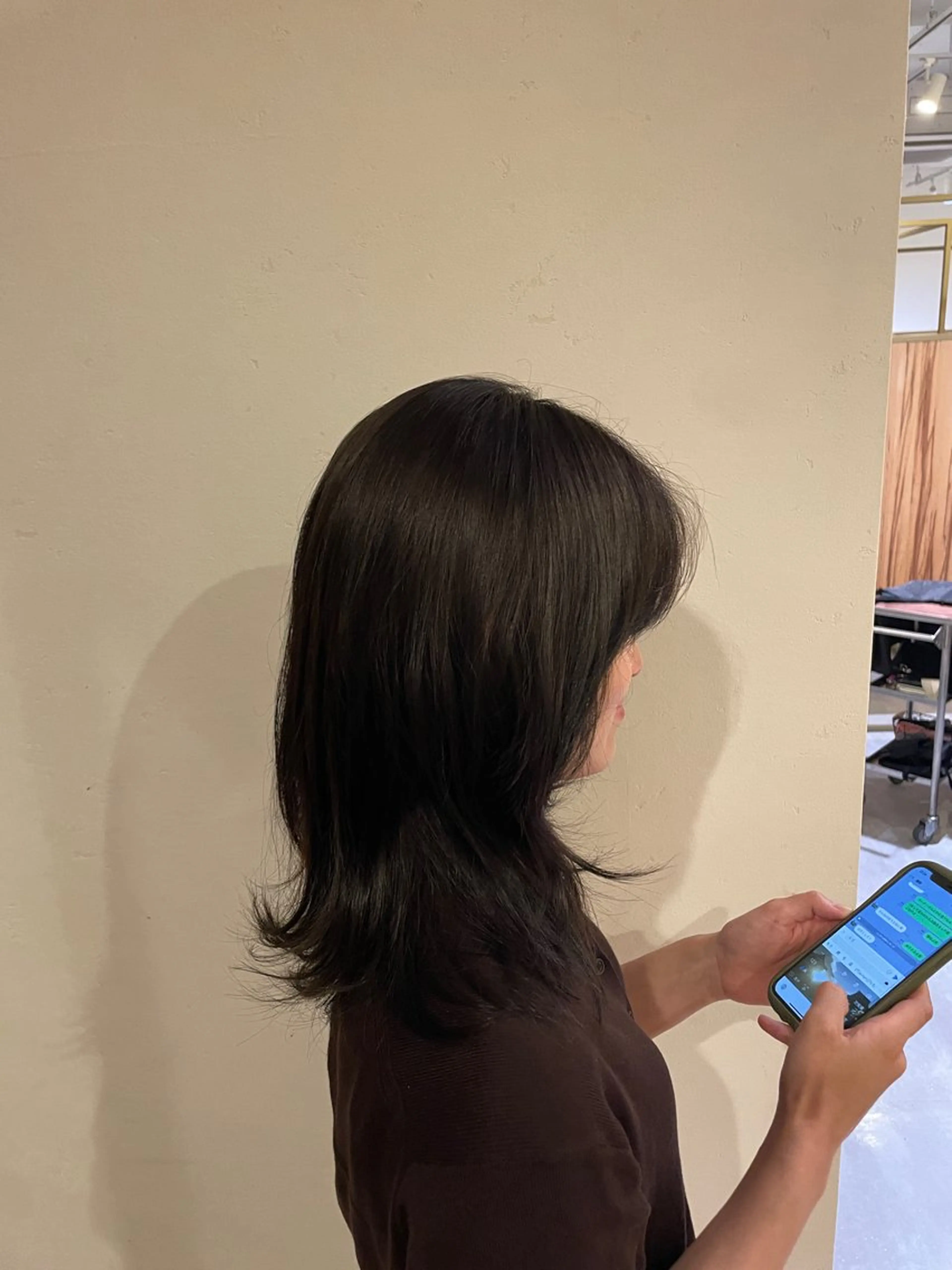 セミロング カラー 黒髪 透明感カラー ナチュラルブラック 木田 絢子のヘアスタイル