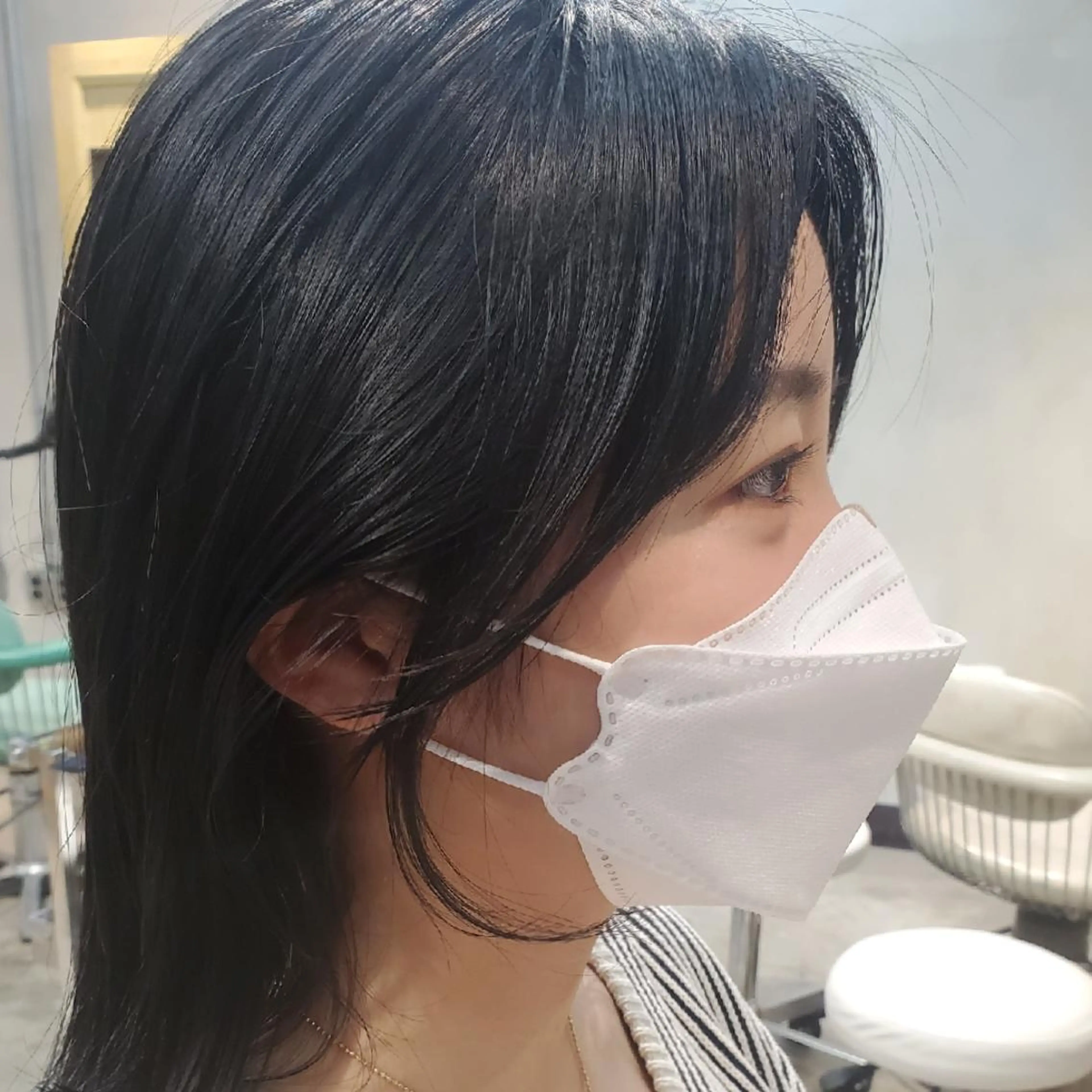 セミロング エギョモリ 顔周りカット 韓国風ヘア カット 韓国レイヤー　 suzuのヘアスタイル