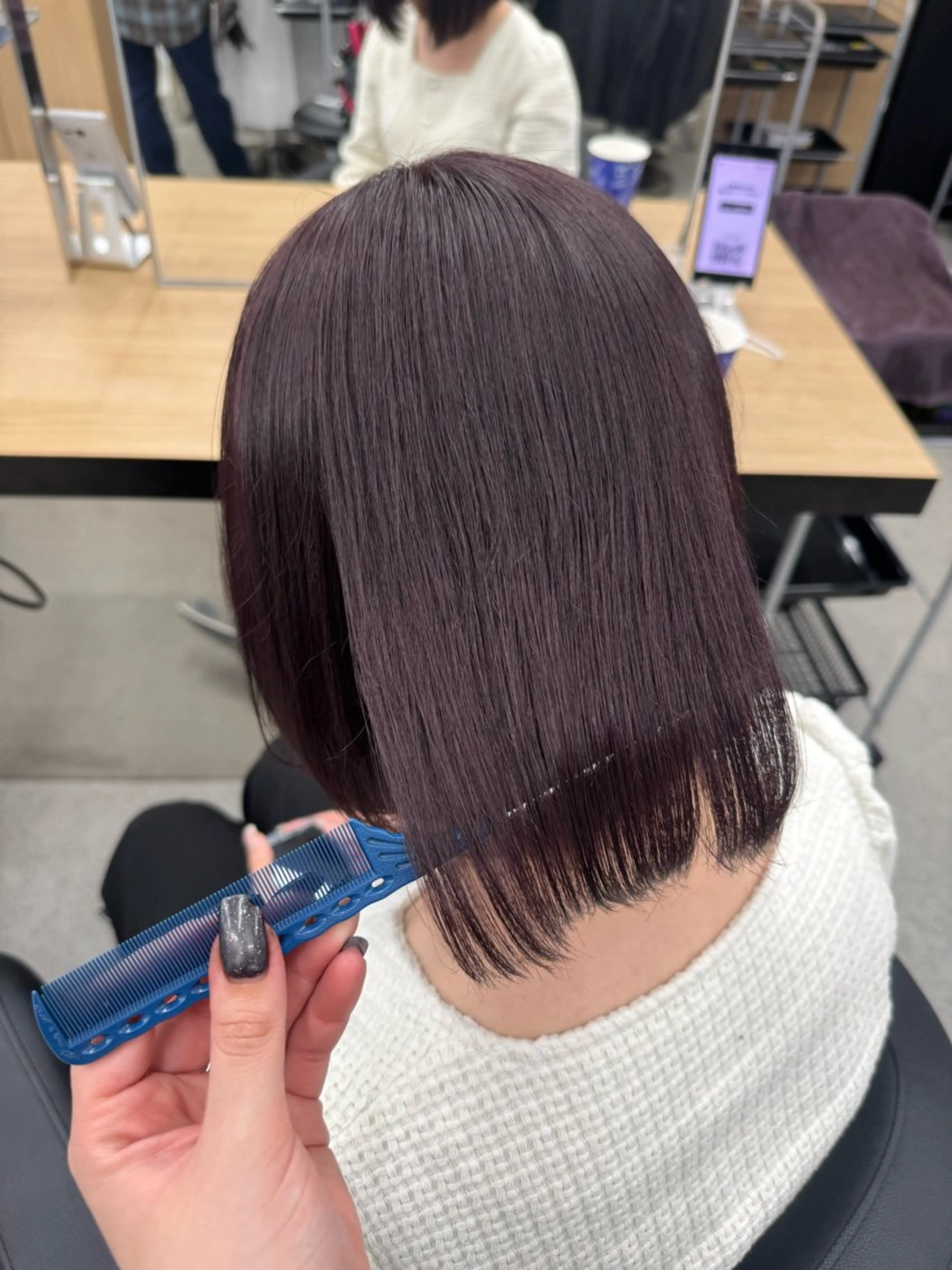 ミディアム カラー 暗髪🩶ラベンダー/ ブルー/ユウナ🤍のヘアスタイル