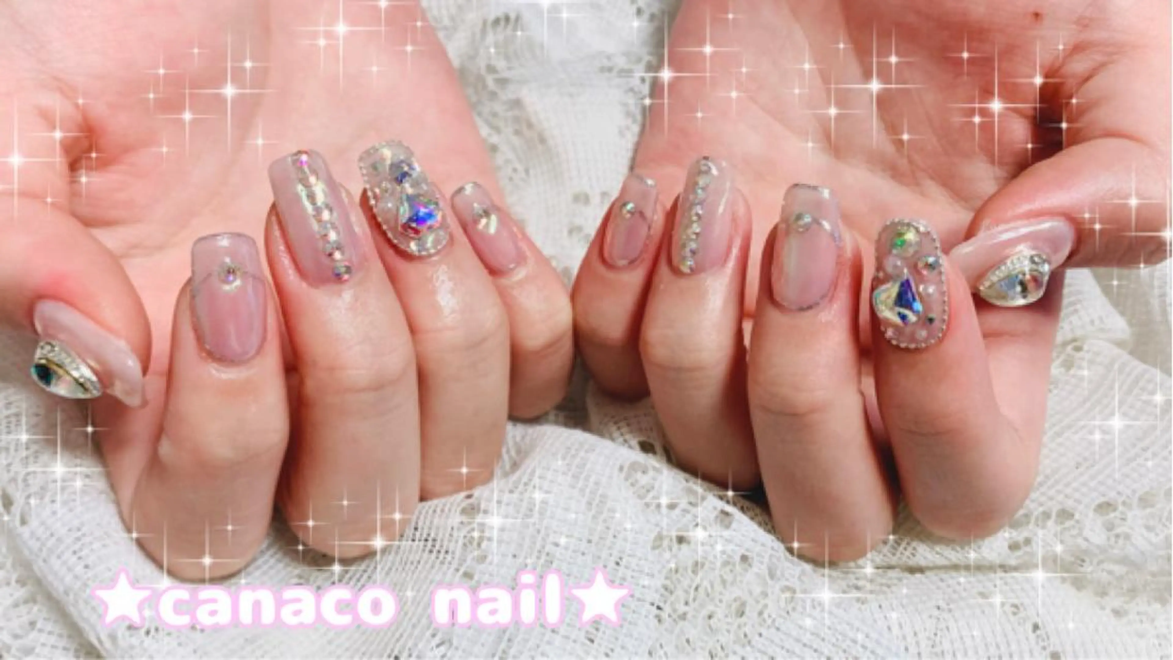 ネイル アートネイル オーロラネイル ジェルネイル パラジェル ストーンネイル ハンドネイル ハンドケア ベテランネイル cnc  nailのネイルデザイン