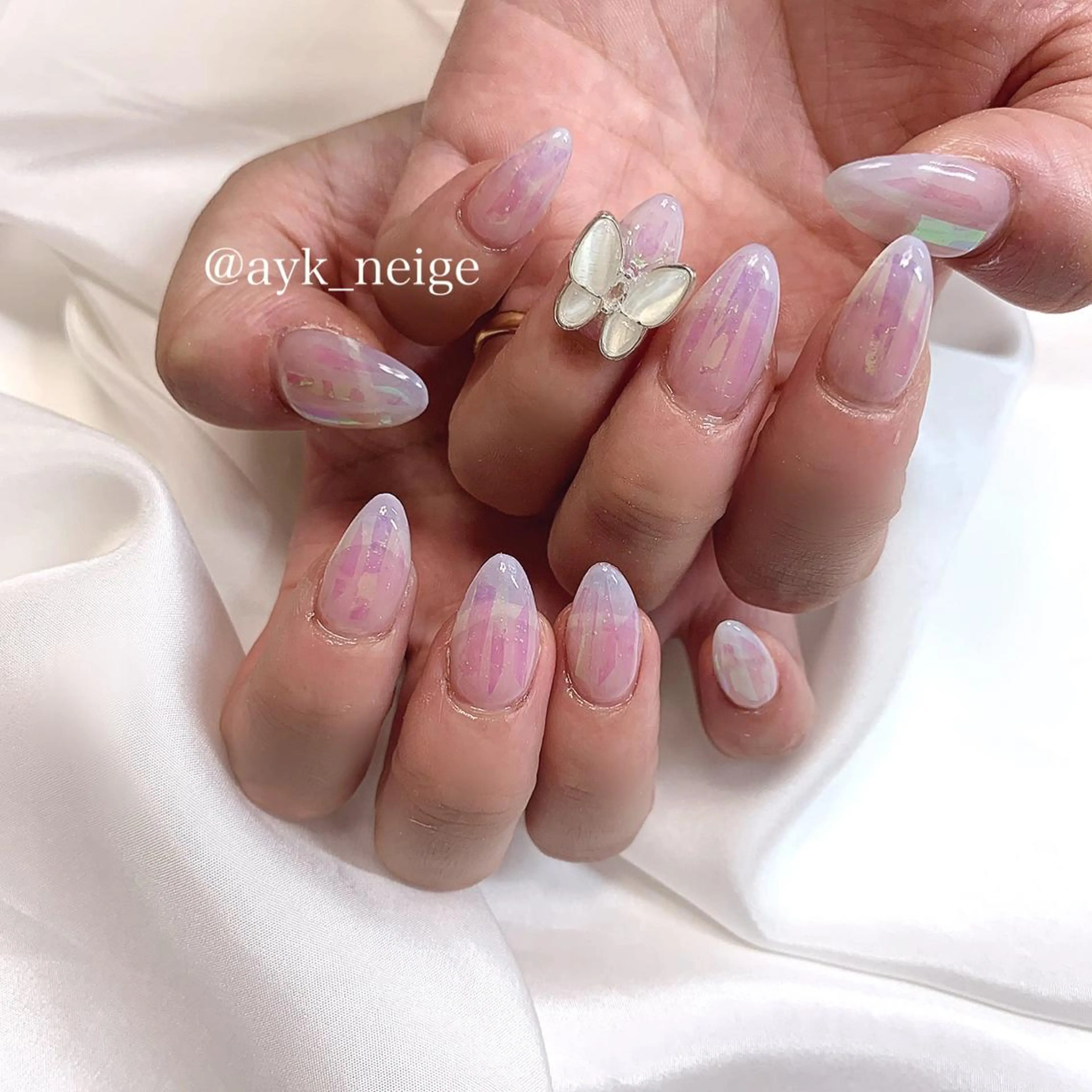 ネイル フットネイル 氷ネイル・うるうるネイル 韓国ネイル マグネットネイル 冬ネイル n'eige nail所属・大谷 綾香のネイルデザイン