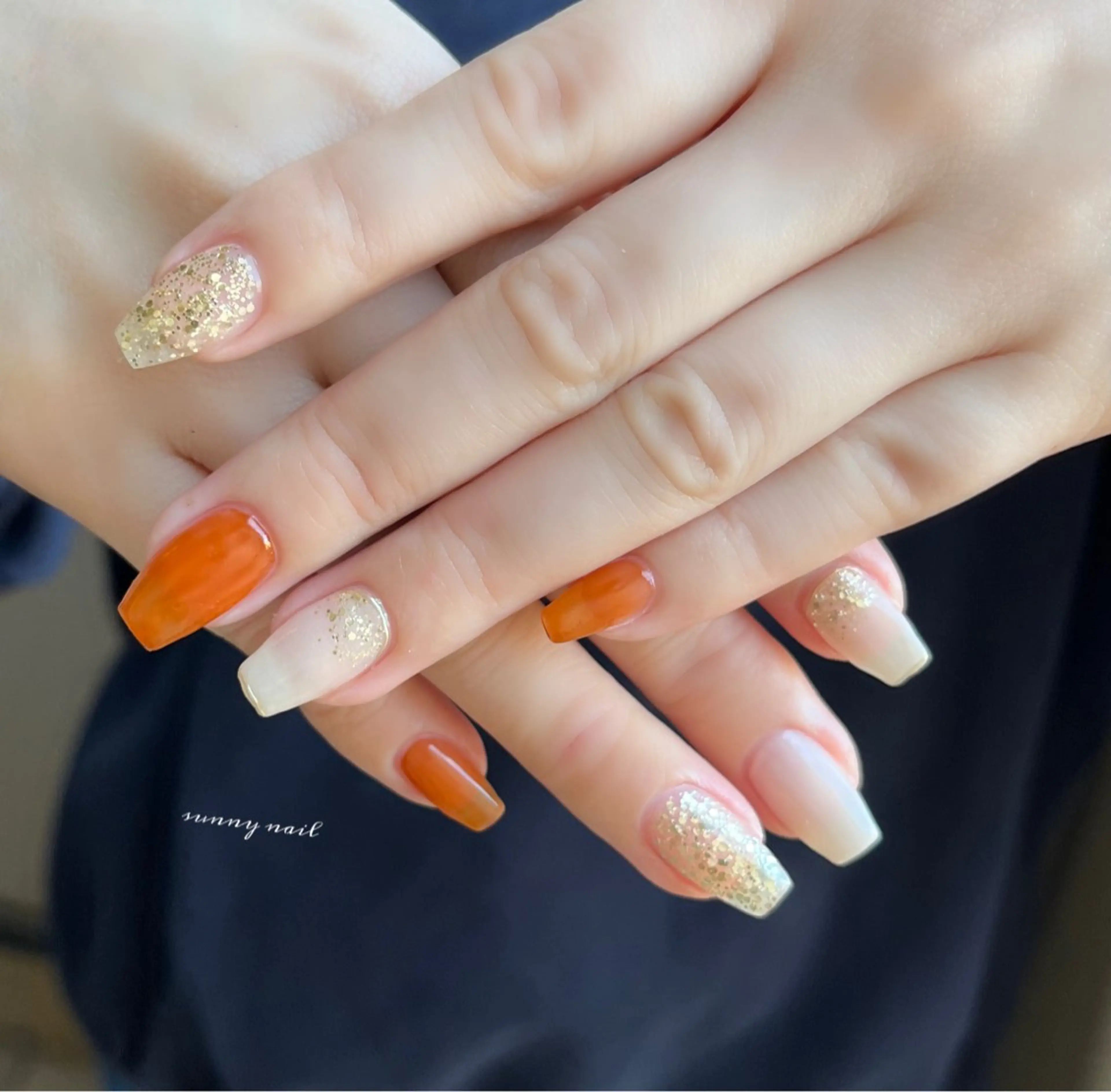 ネイル べっ甲ネイル ジェルネイル ミラーネイル パラジェル sunny nailのネイルデザイン
