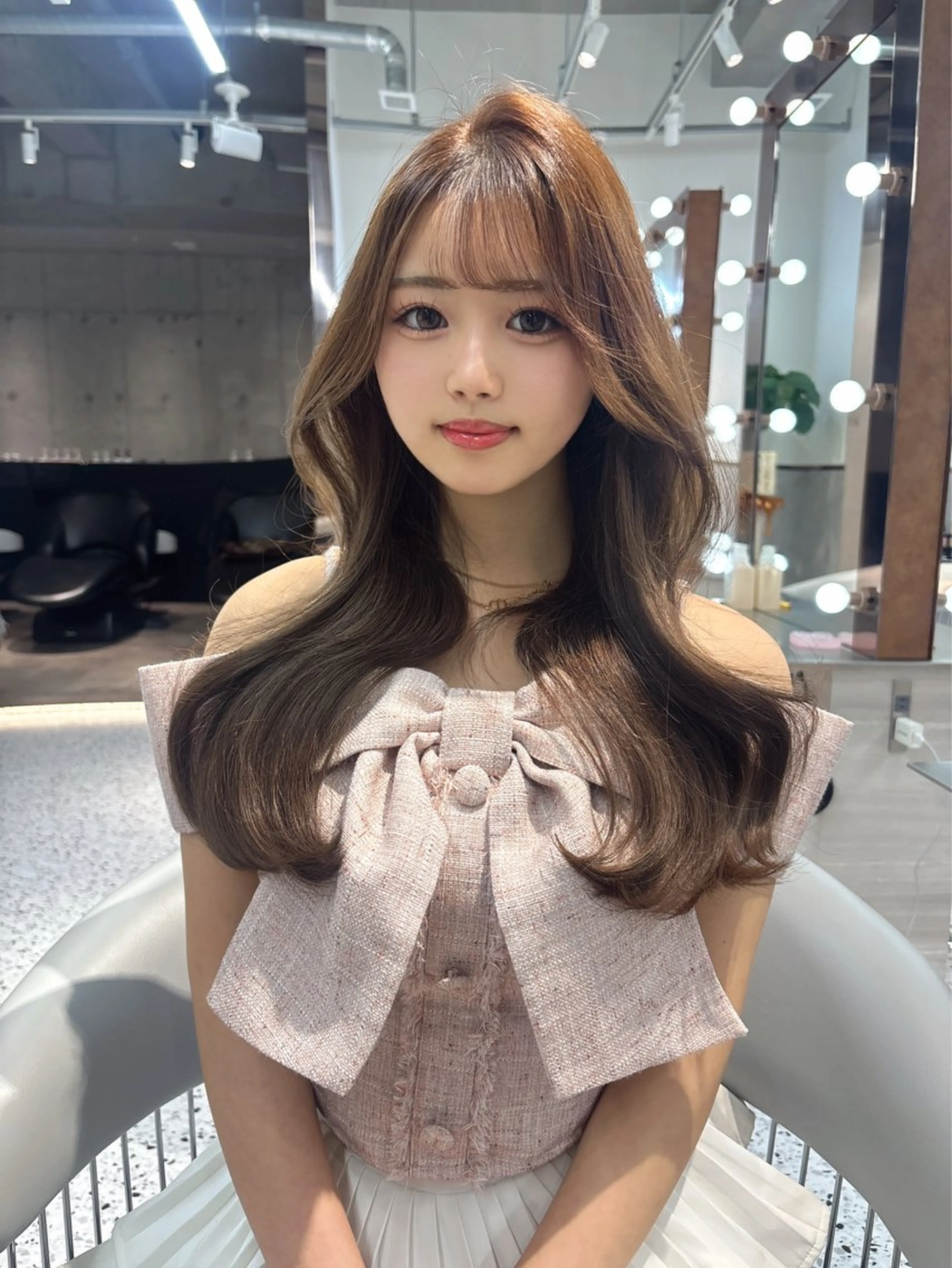 ロング カラー カット ヘアカラー トリートメント yui🎀ブリーチ なしベージュ／博多のヘアスタイル