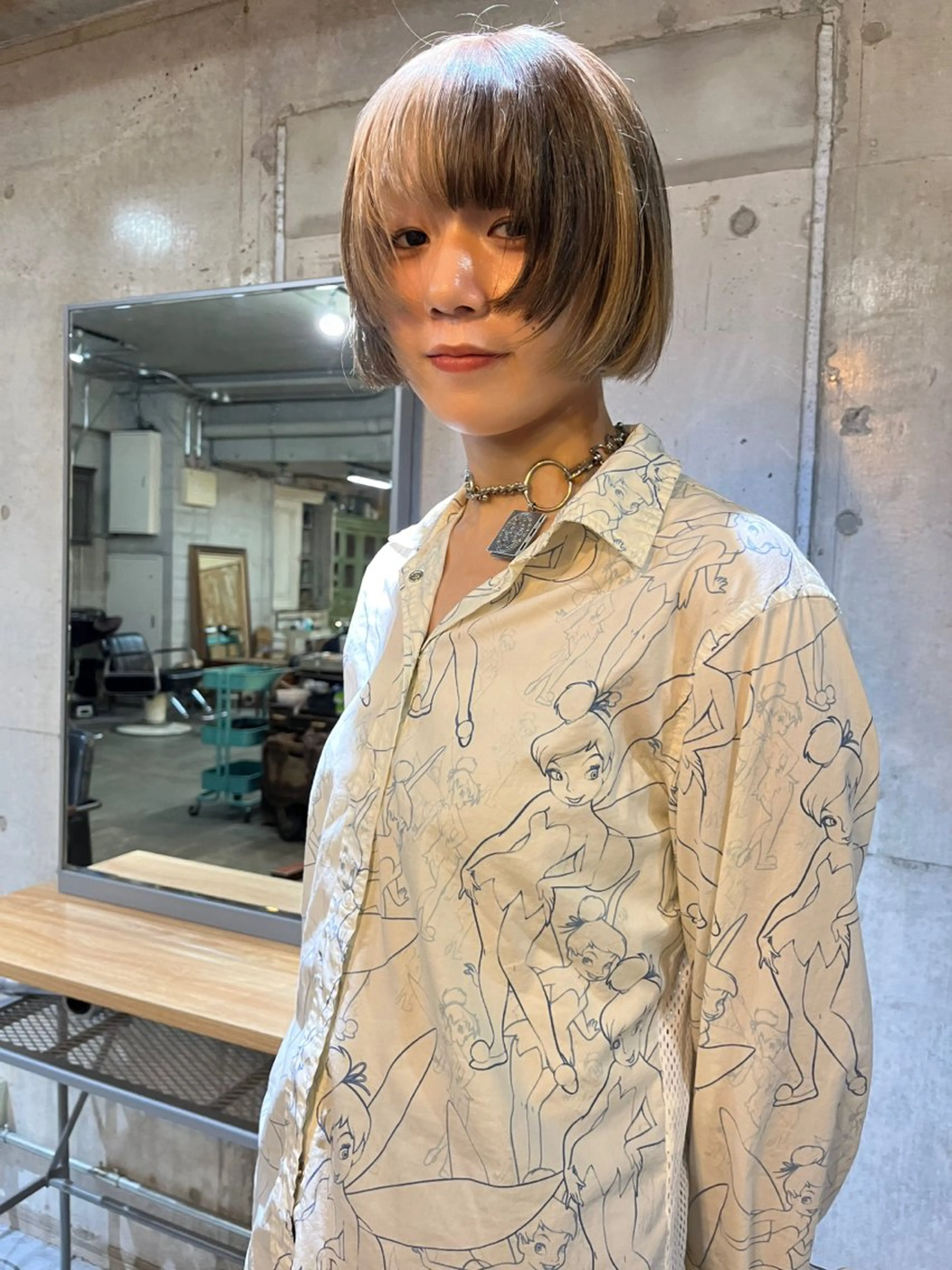 ミディアム カラー カット ヘアカラー トリートメント ハイトーン/顔まわり レイヤー/YUKAのヘアスタイル