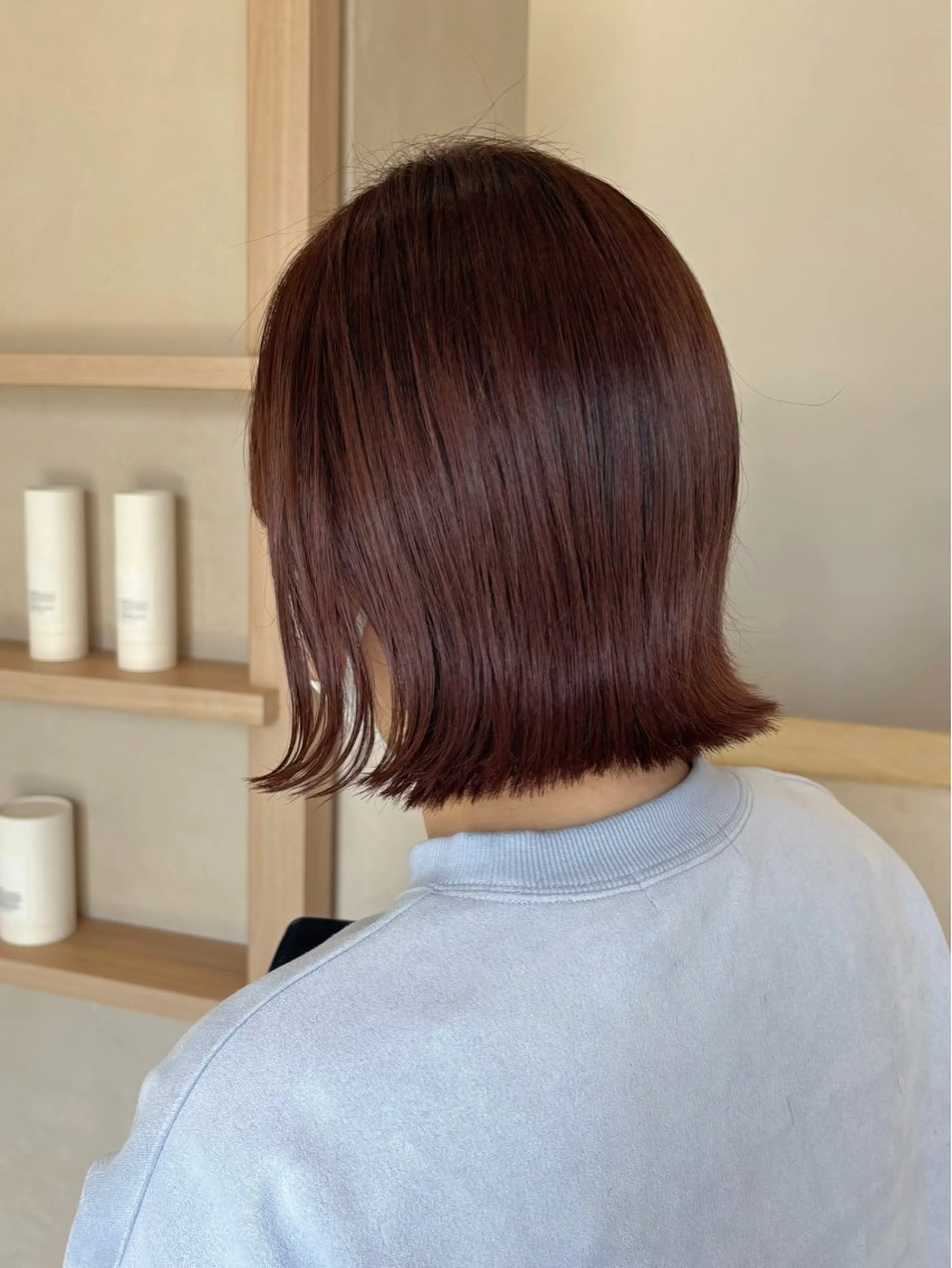 ミディアム カラー ブリーチ ブラウンカラー ブリーチなしカラー ピンクカラー ピンクブラウン カット ヘアカラー トリートメント 真弓 理沙/艶カラーのヘアスタイル