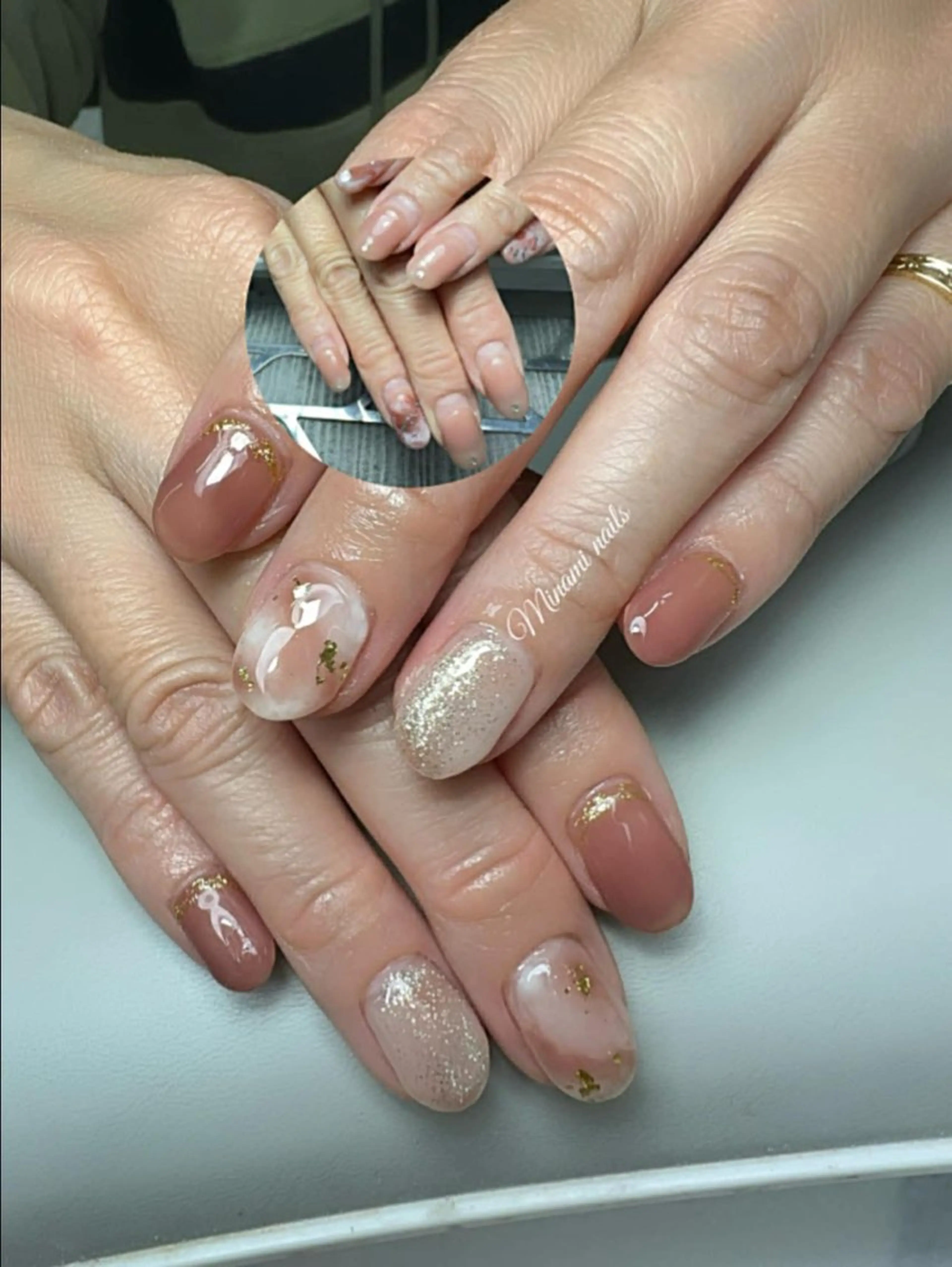 ネイル アートネイル オーロラネイル ガーリー キラキラネイル 韓国ネイル ハンドネイル Minami Nailsのネイルデザイン