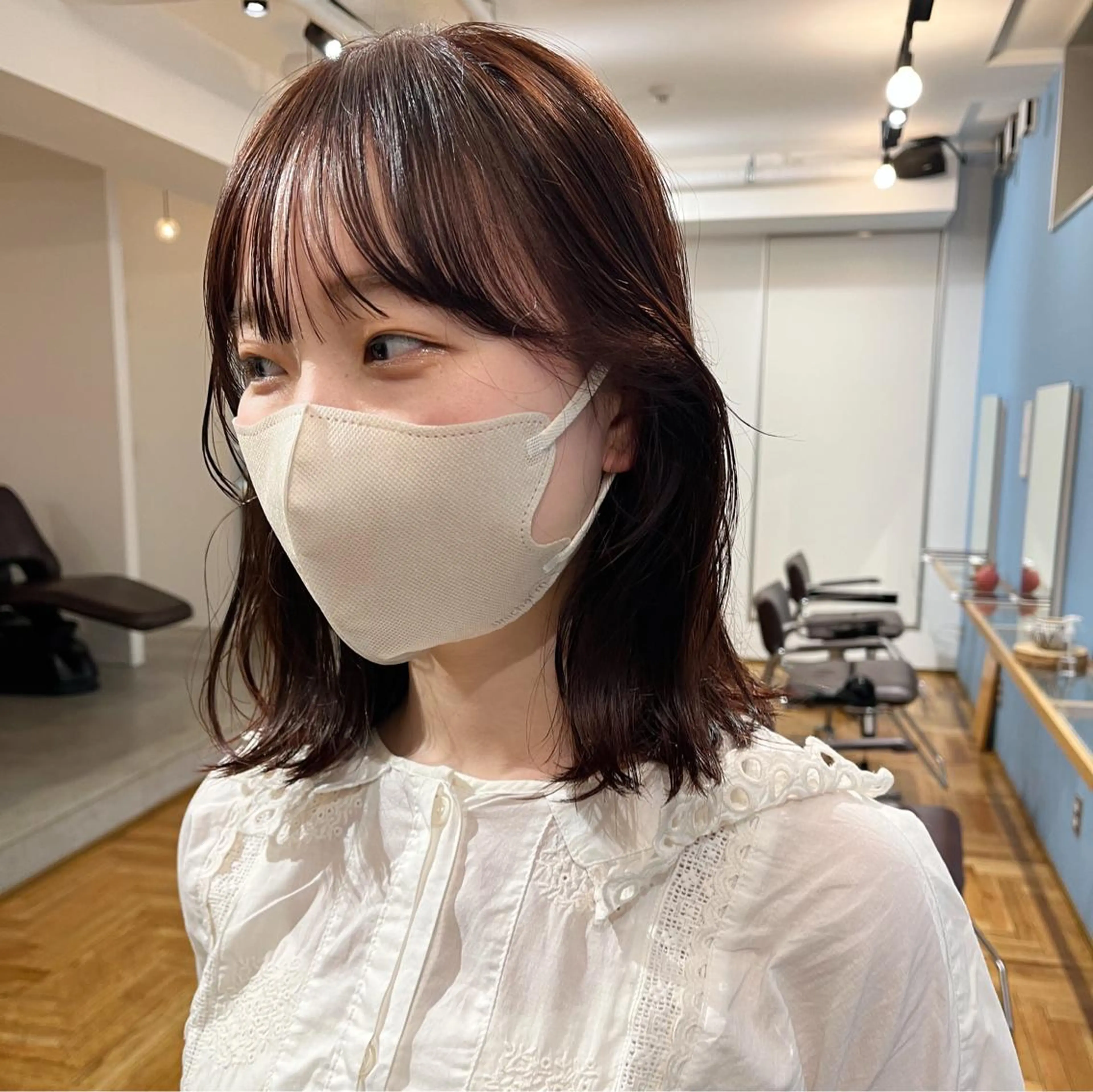 ミディアム カラー ブリーチ オレンジ 暖色/パーマ 🌼クニトウメイのヘアスタイル