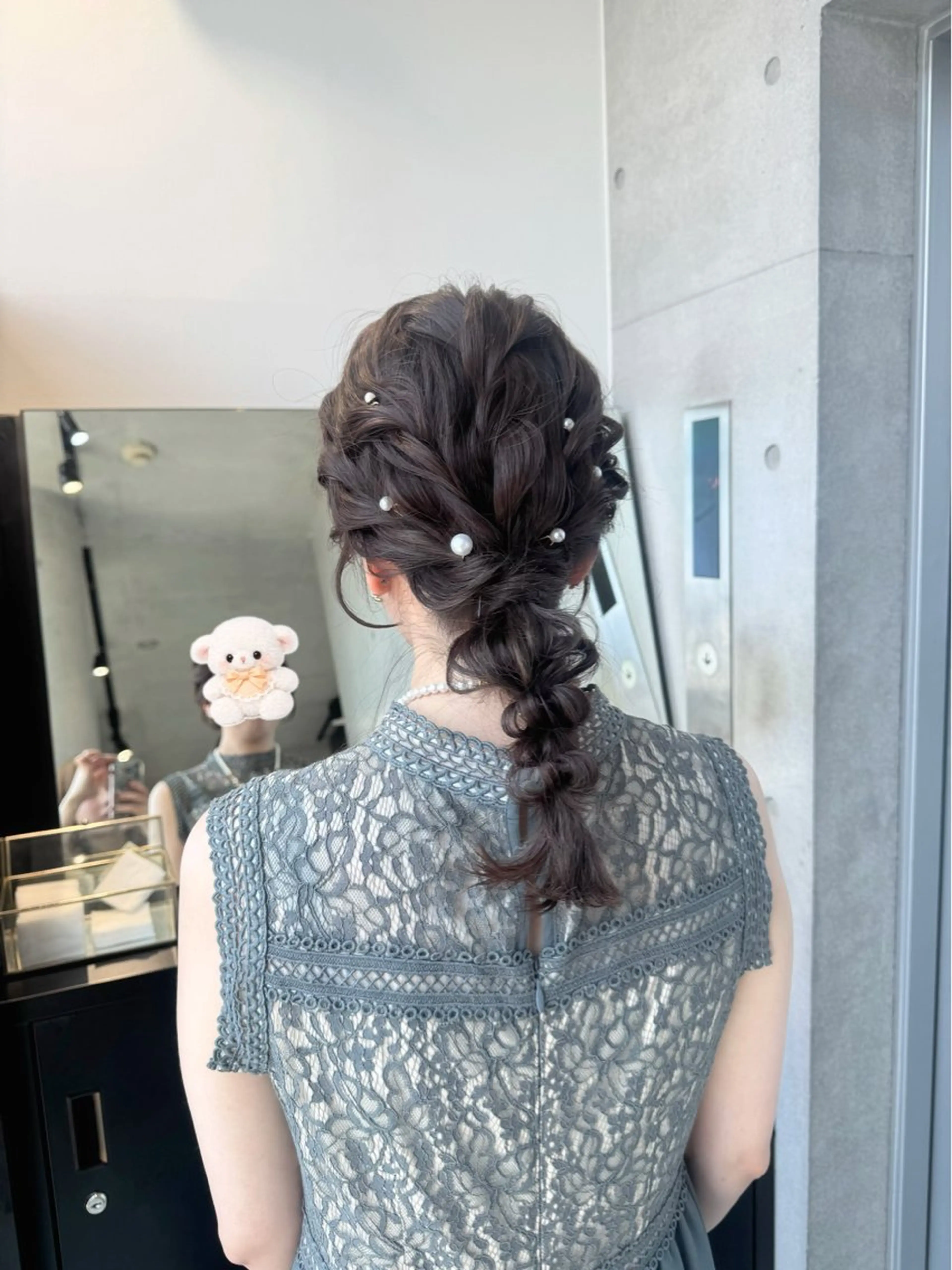 ミディアム カラー パーマ ヘアアレンジ ヘアセット 透明感/オリーブ/ グレージュ/YUKAのヘアスタイル