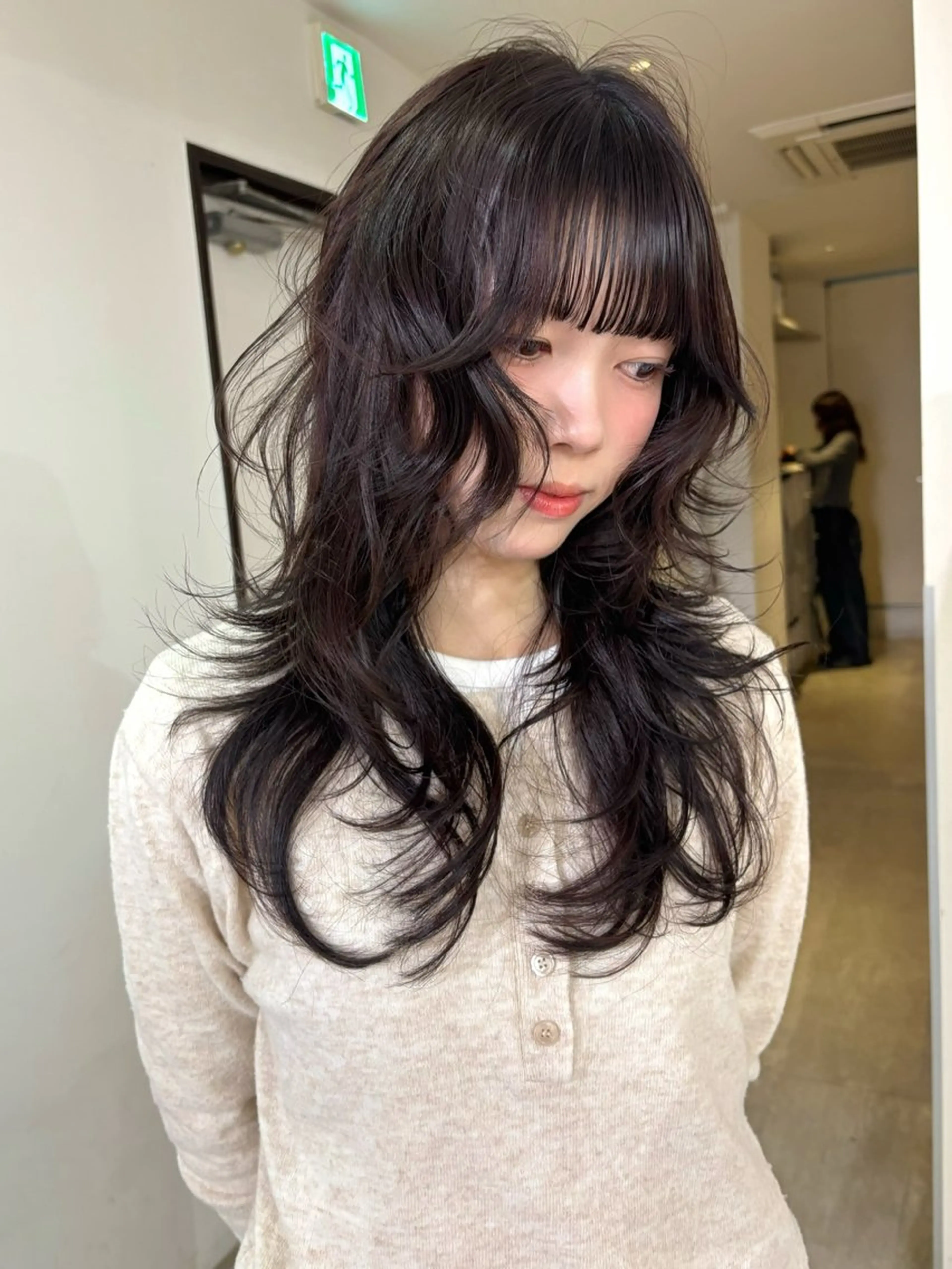 ロング カラー カット ヘアカラー mizuki/ピンク ベージュ.レイヤーのヘアスタイル