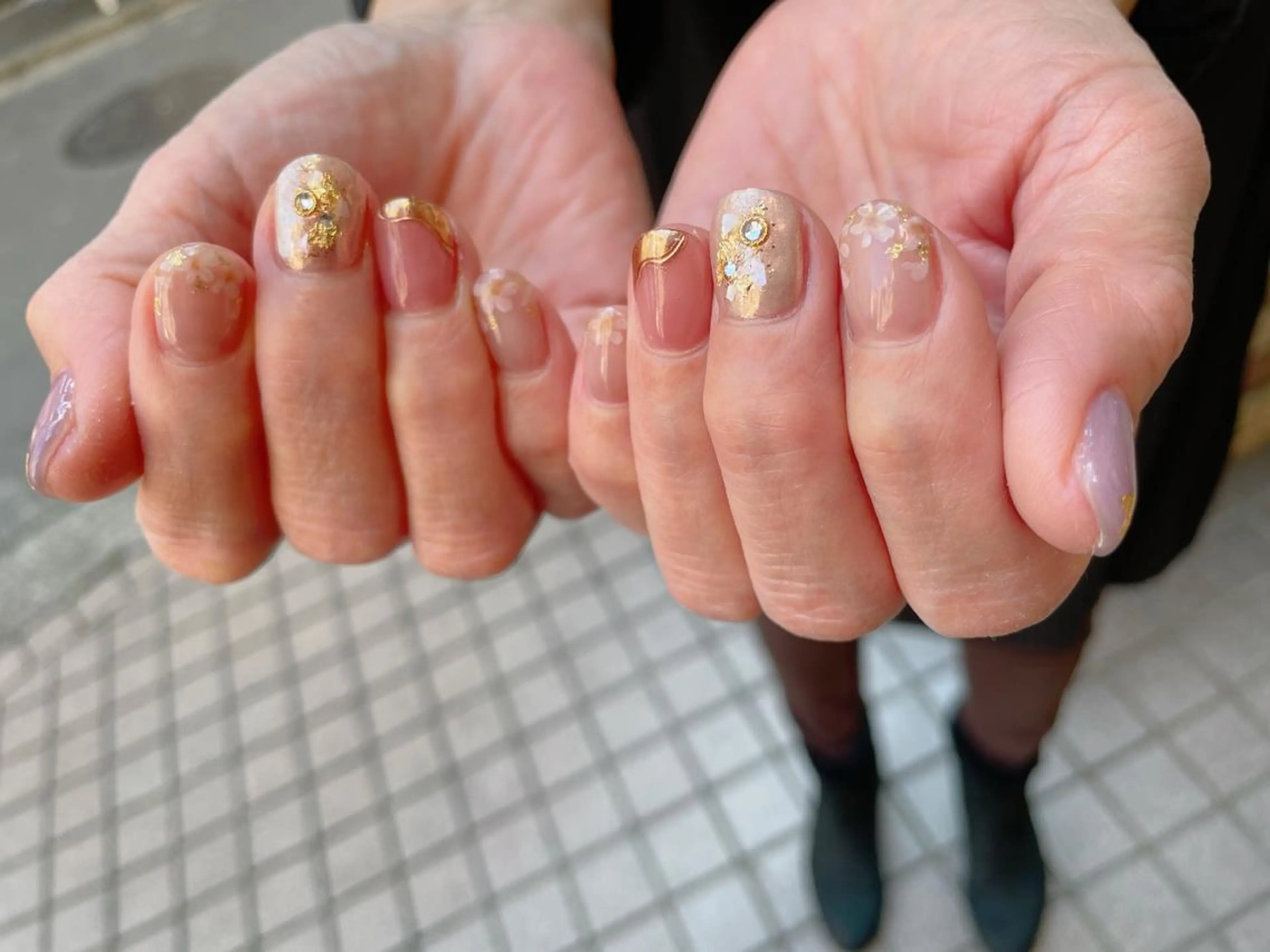 ネイル オーロラネイル 桜ネイル フラワーネイル フットネイル マグネットネイル nailroom OHANA🌴のネイルデザイン