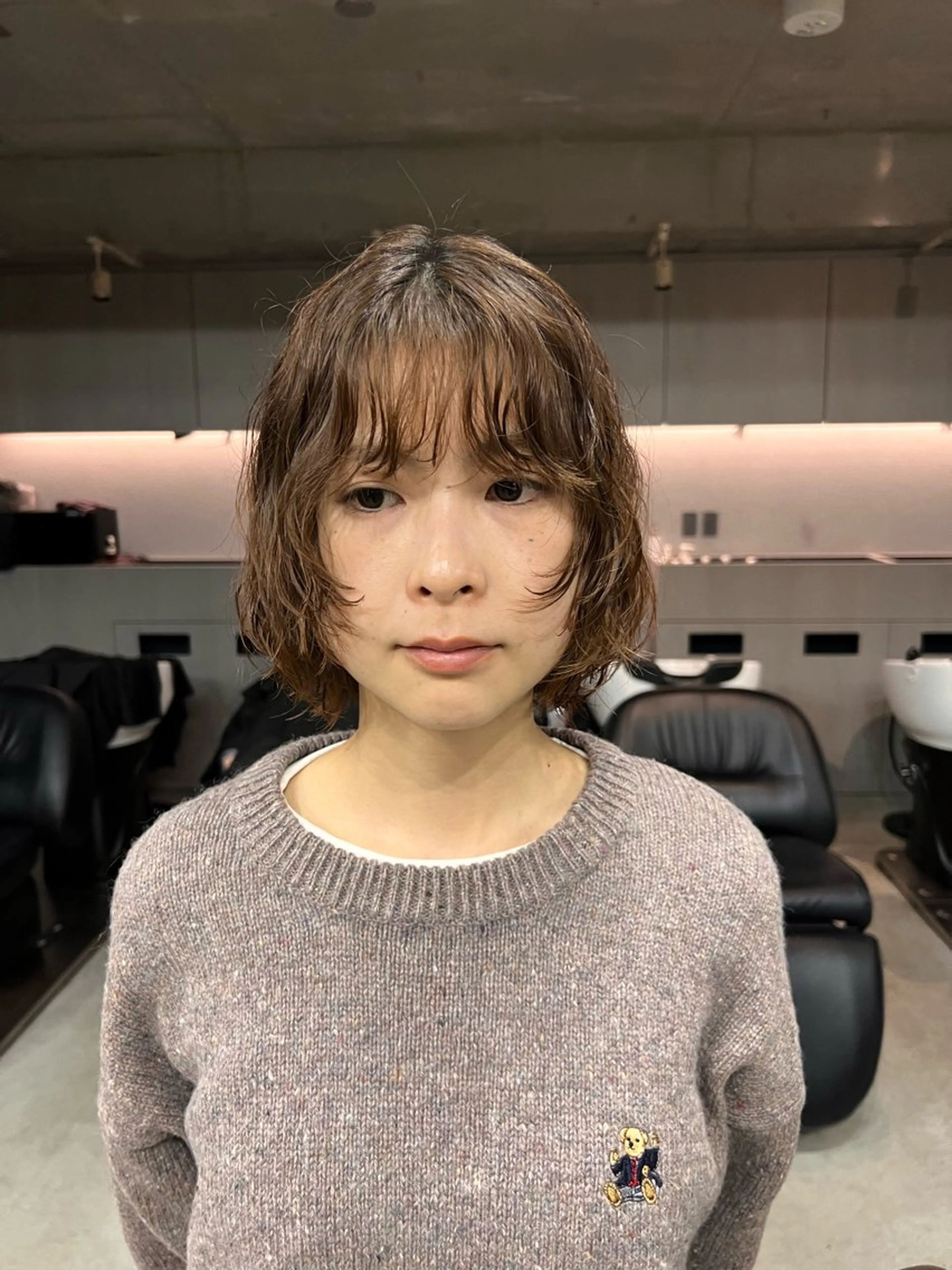 ミディアム パーマ パーマ ショートボブ/ ウルフ/表参道のヘアスタイル