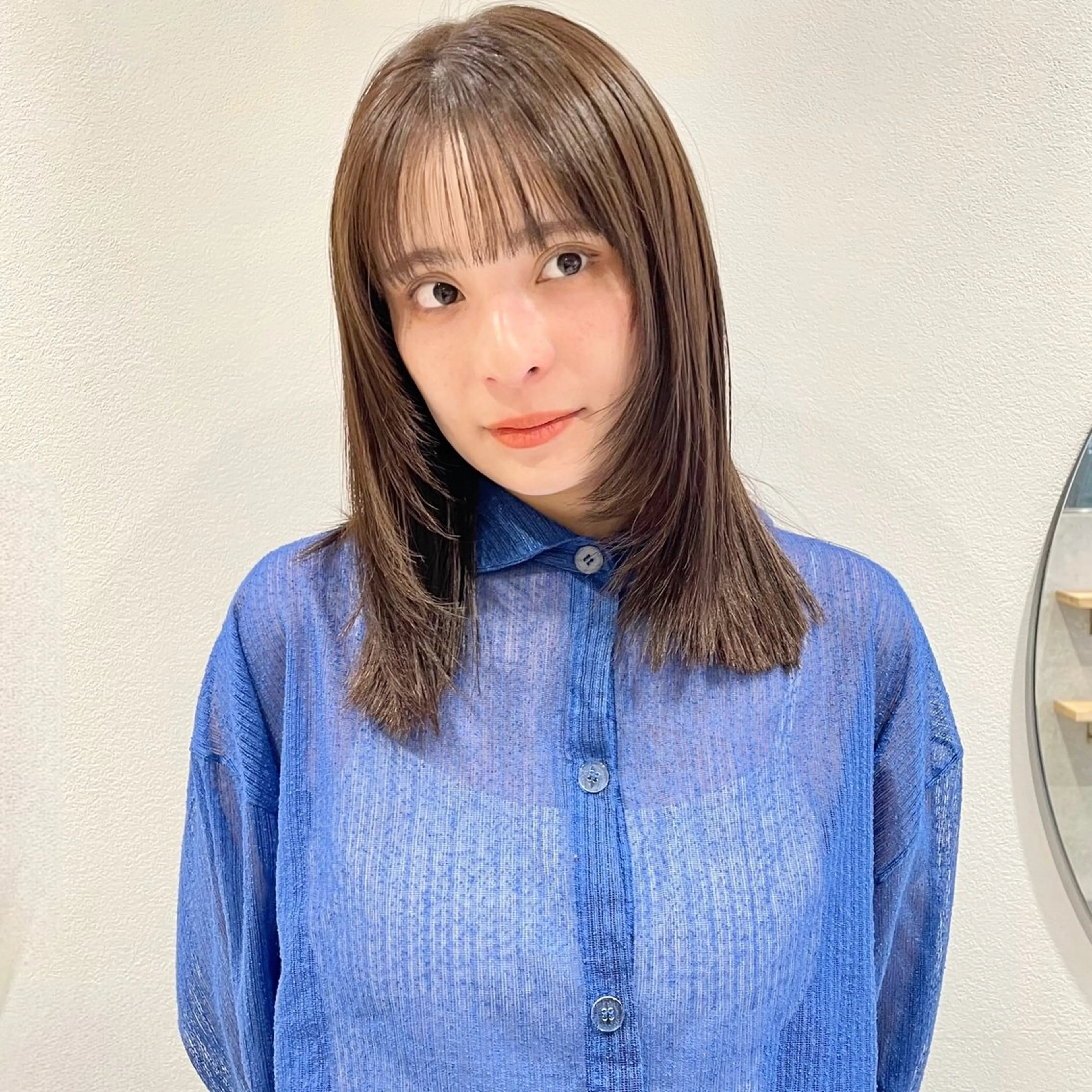 ミディアム カラー カット ヘアカラー トリートメント 🍊暖色×顔周り 🍊cocoroのヘアスタイル