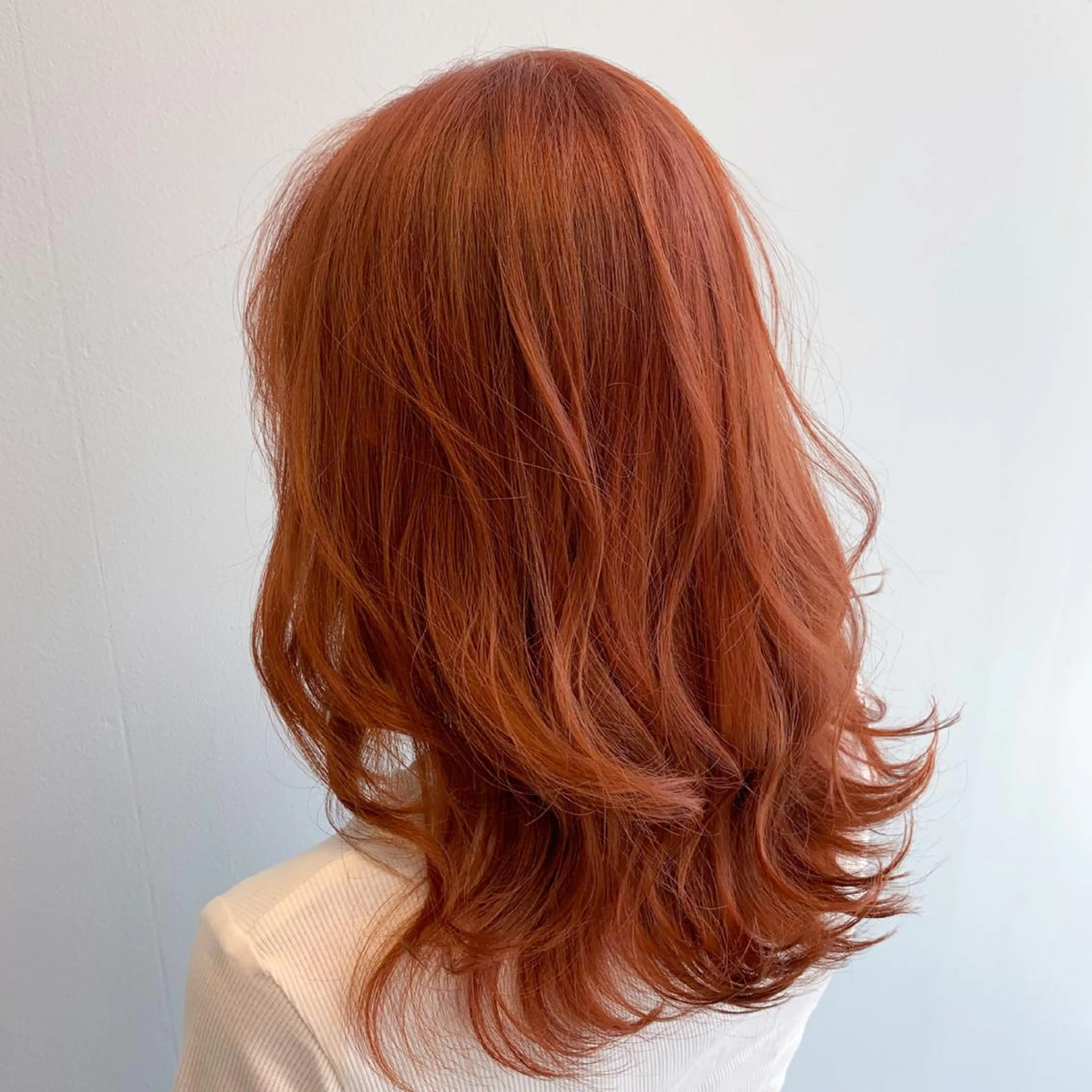 セミロング カラー ベージュカラー オレンジ オレンジベージュ ヘアカラー なんば髪質改善カラー Ardoreのヘアスタイル