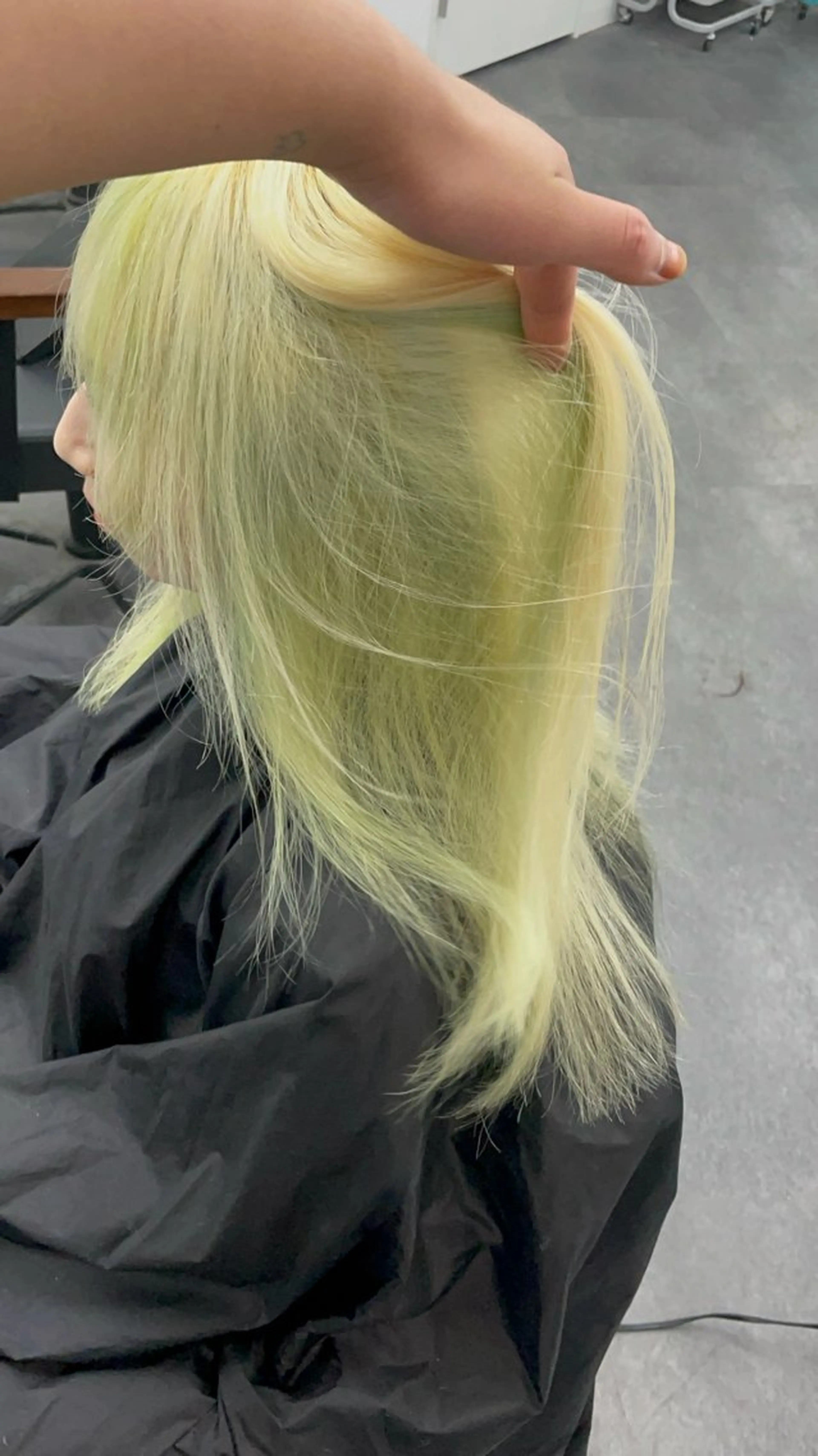 ロング カラー 黒髪 デザインカラー ヘアカラー 🇰🇷ハイトーン× 韓国レイヤー레이어드のヘアスタイル