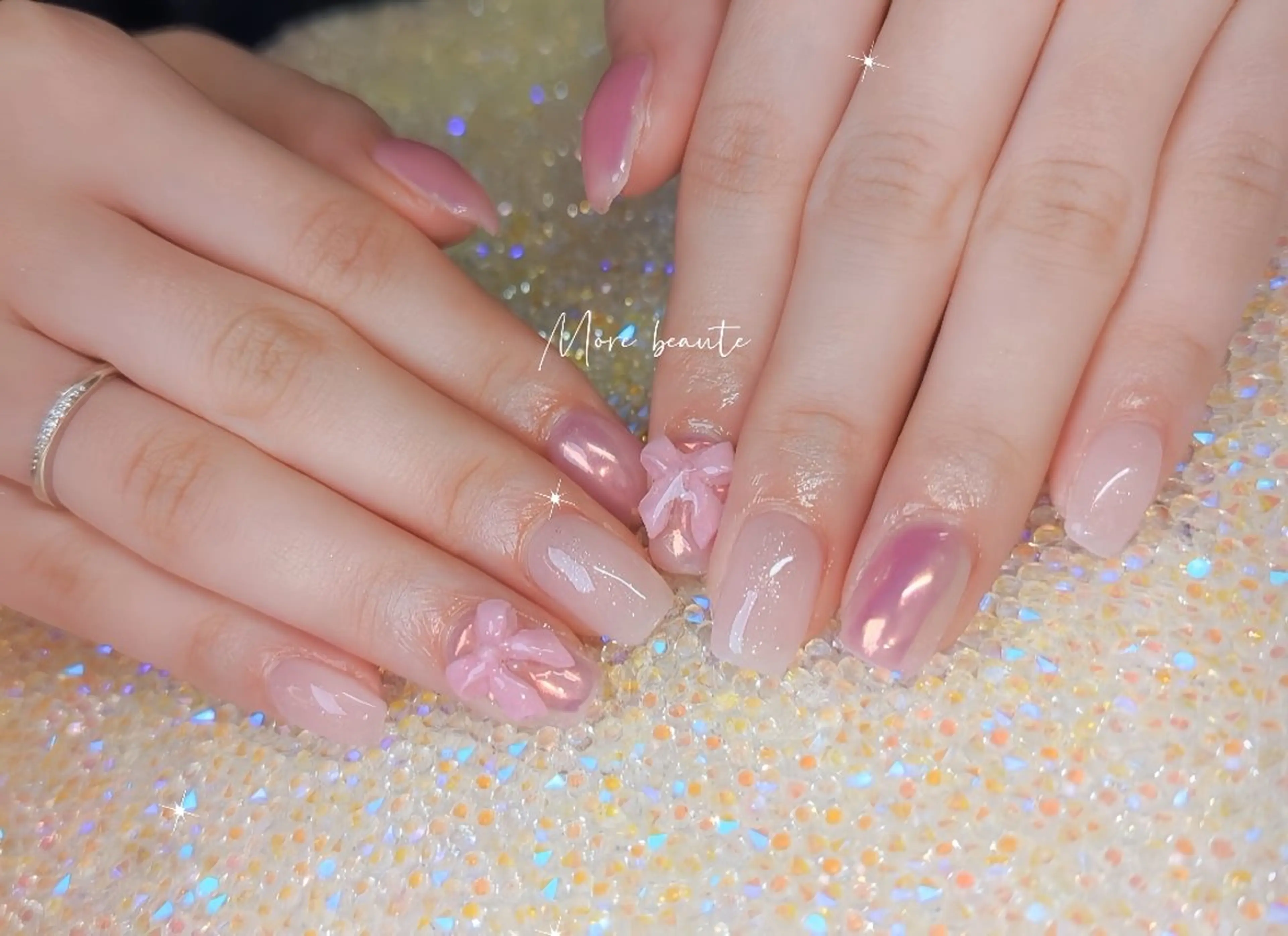 ネイル 長さ出し ジェルネイル ハート 韓国ネイル マグネットネイル ハンドネイル I LOVE ME NAIL.｡.:*♡のネイルデザイン