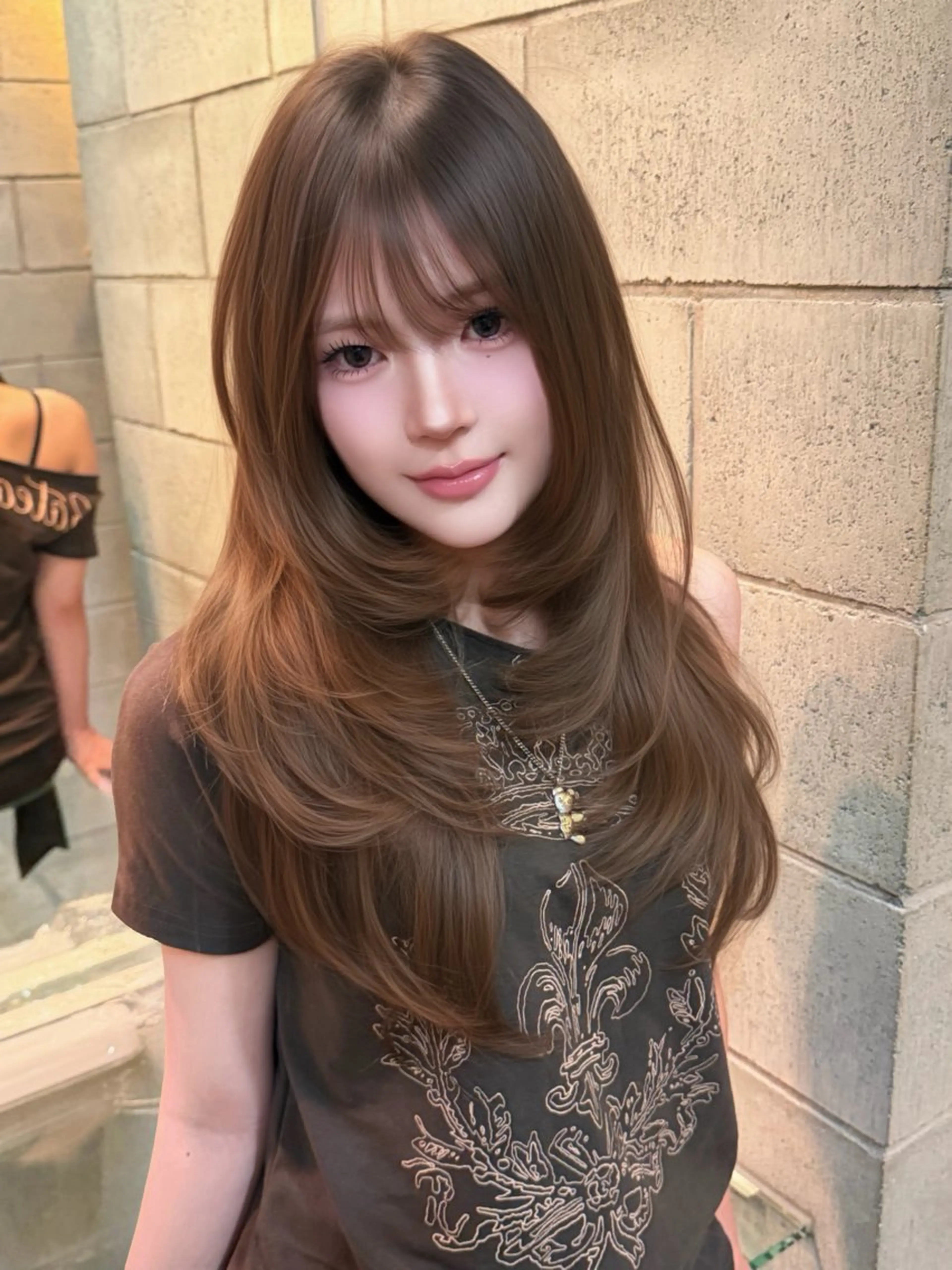 ロング ヘアカラー 韓国ヘア💖Wカラー 💖透明感カラー💖のヘアスタイル