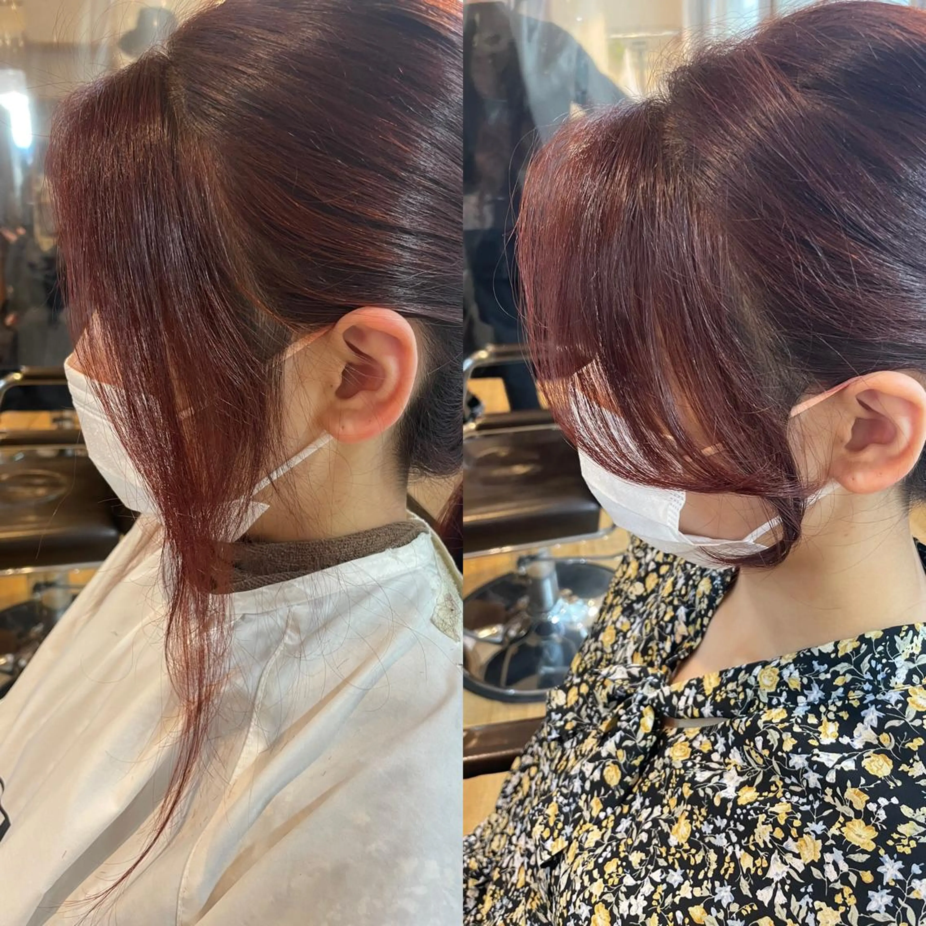 ミディアム カラー 韓国風ヘア おくれ毛 チヒョ🦋 韓国hair🇰🇷のヘアスタイル