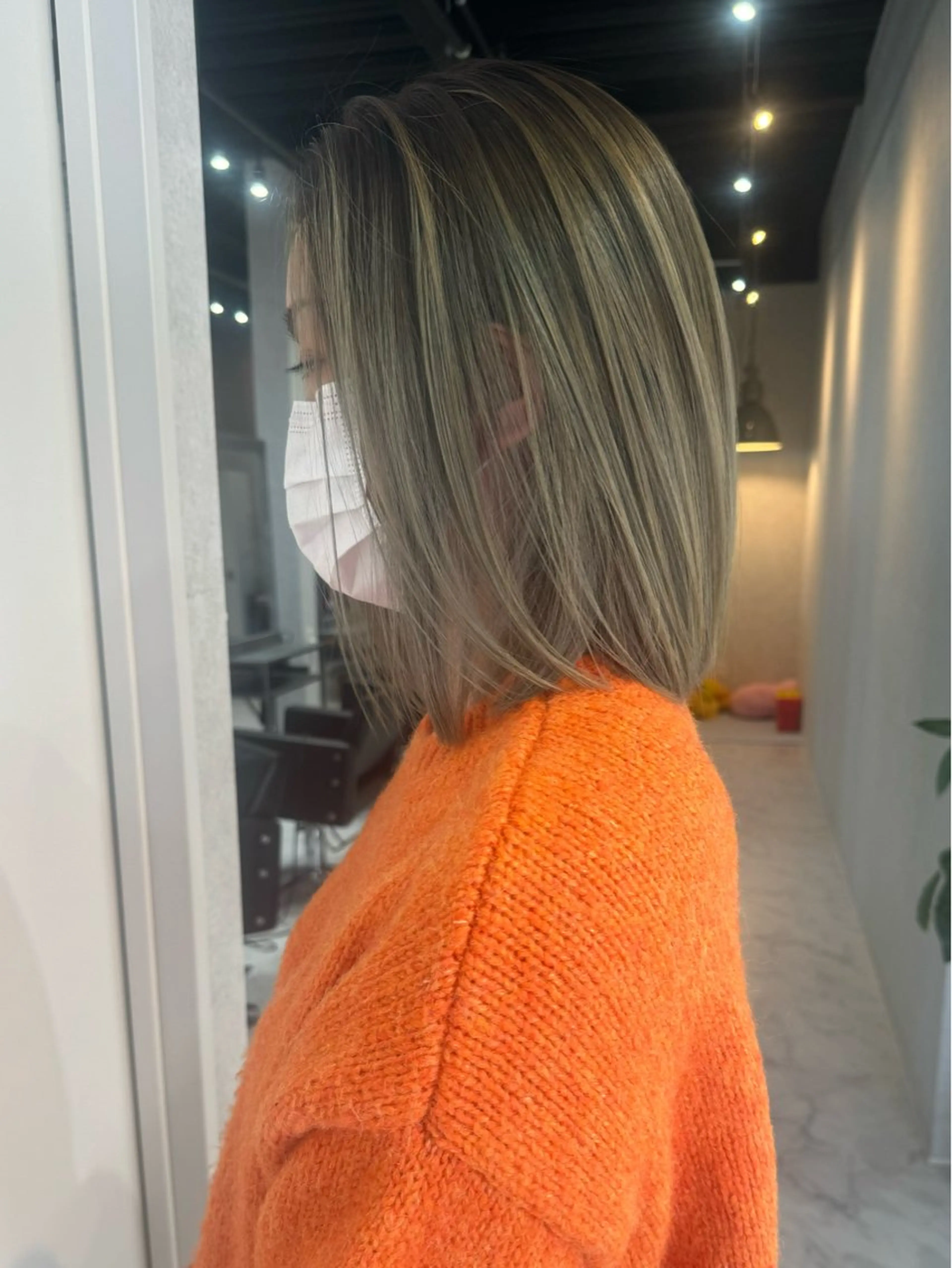 ミディアム ショートボブ ボブ 外国人風カラー ハイライト 髪質改善 カット ヘアカラー トリートメント アンドウ ユウ/ レイヤーカット/韓国のヘアスタイル