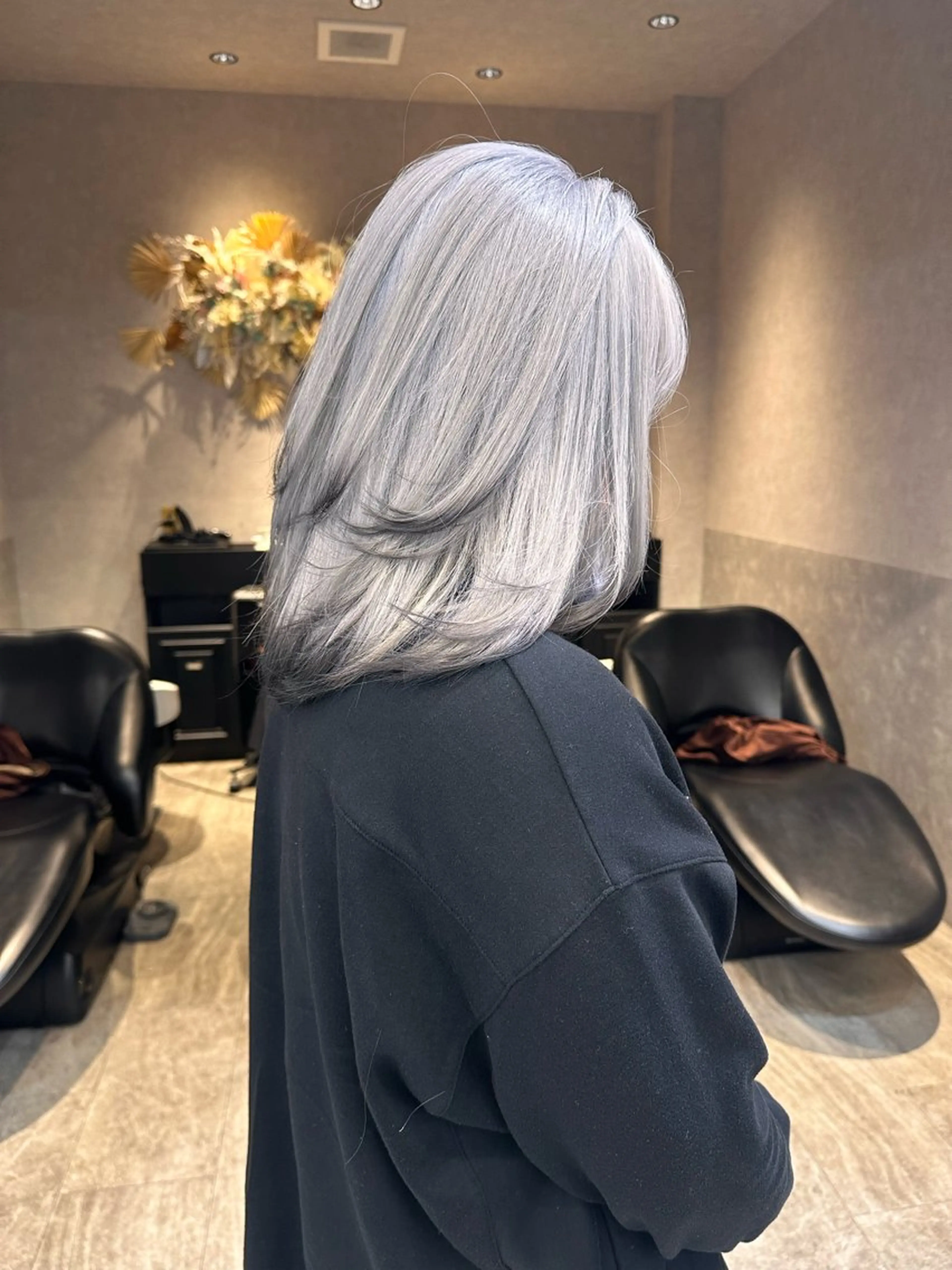 ミディアム カラー ヘアアレンジ ヘアカラー 天神/ブリーチ/ ブリーチなしカラーのヘアスタイル