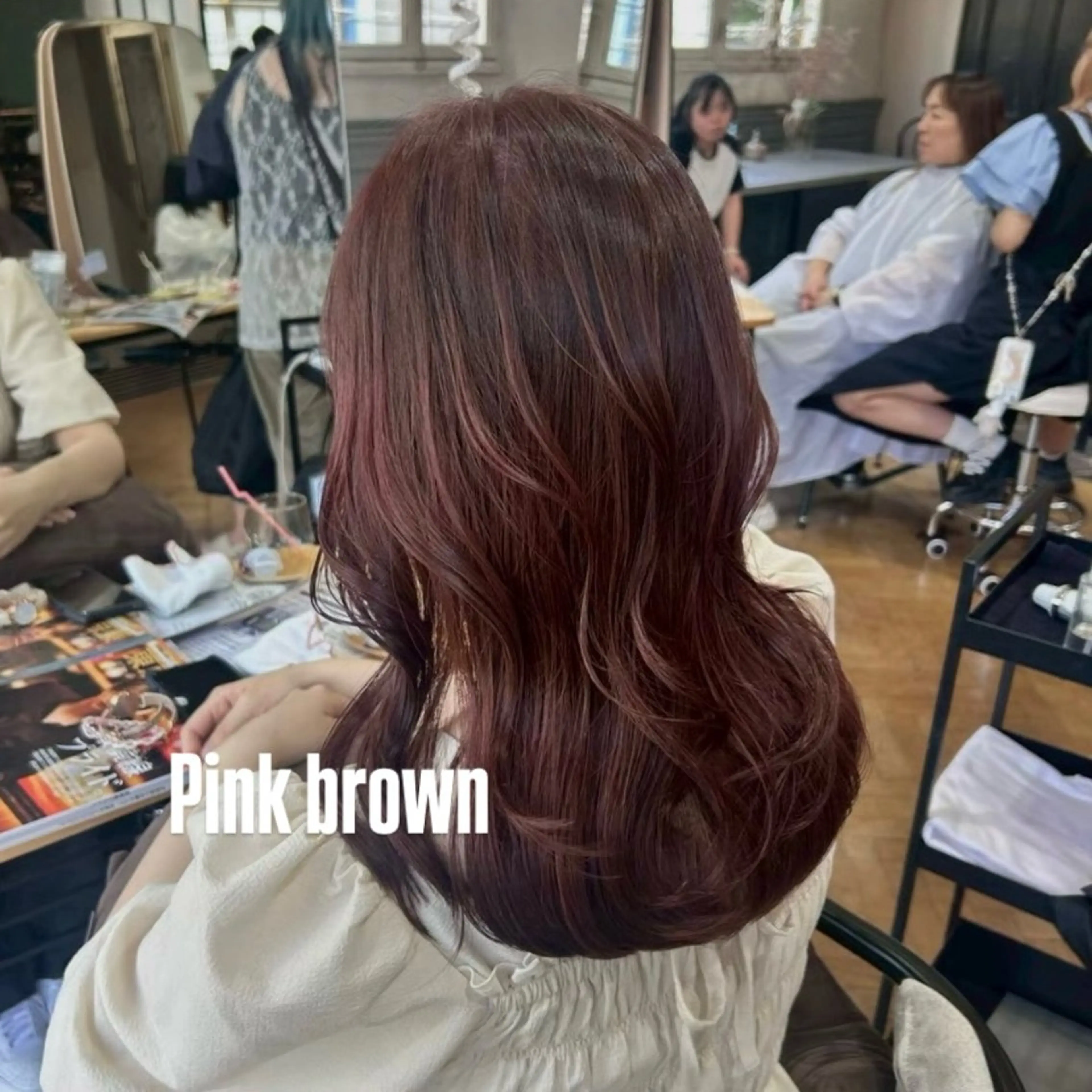 セミロング カラー ヘアカラー トリートメント 暖色ベージュブラウン ☆莉々☆のヘアスタイル