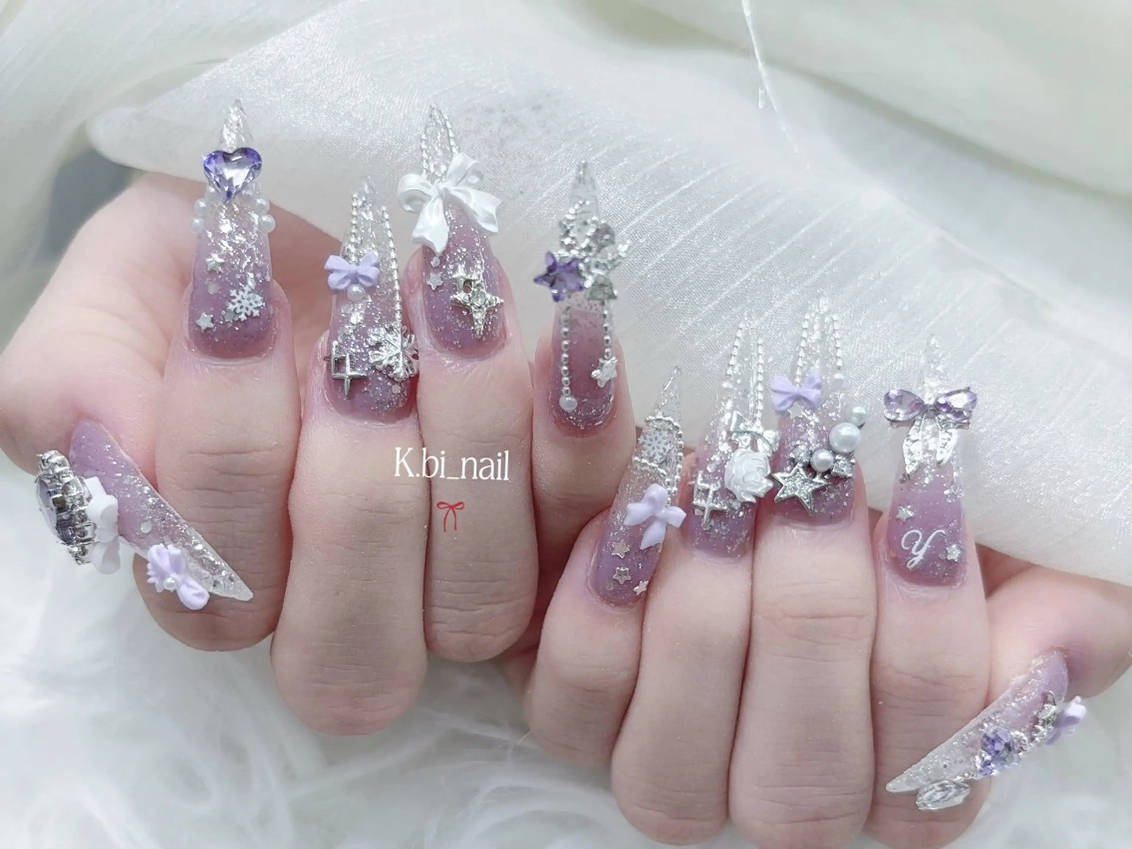ネイル 成人式 ハンドネイル K.bi_nail ネイル長さ出し専門店のネイルデザイン