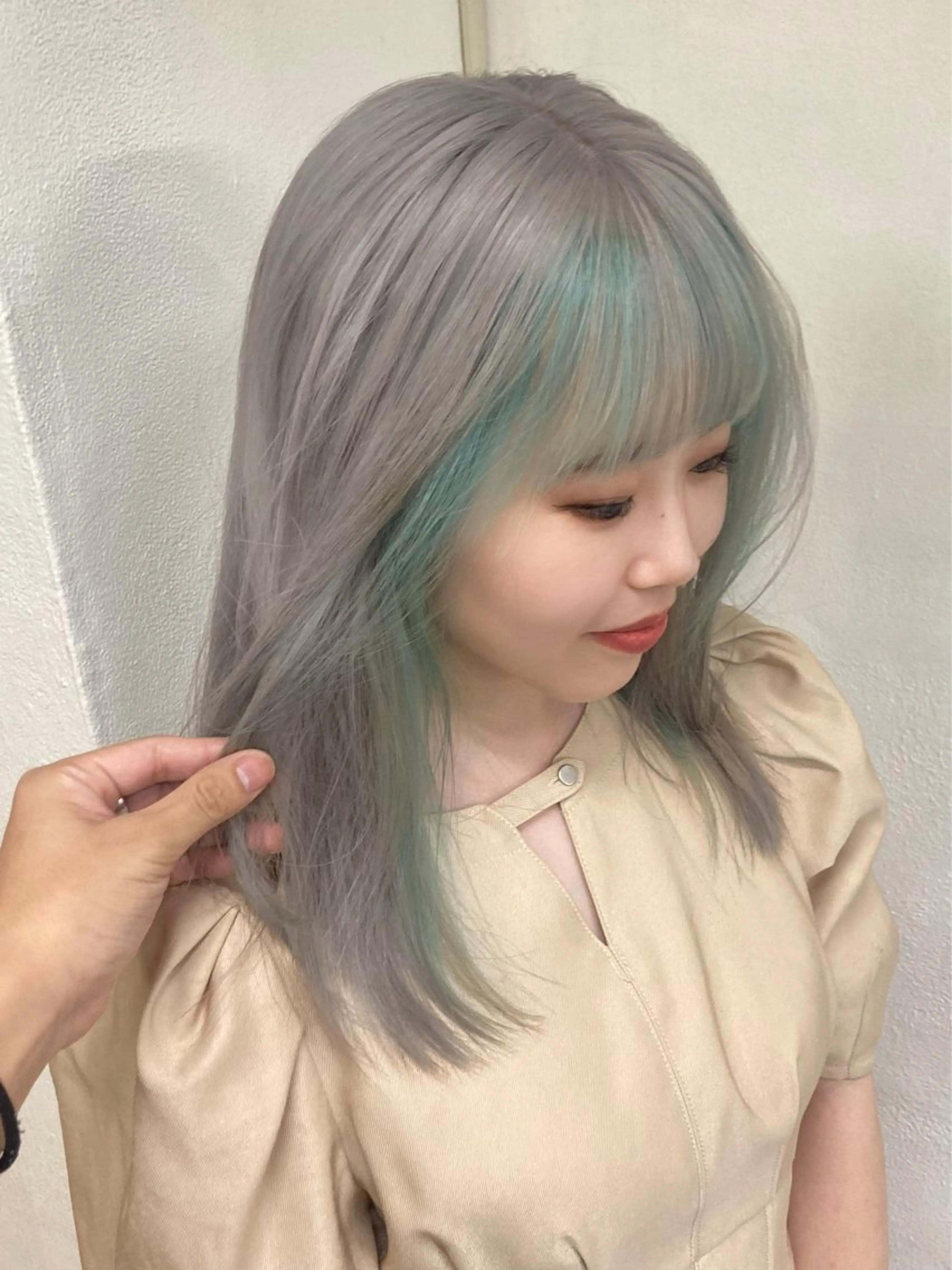 セミロング カラー カット ヘアカラー トリートメント ウルフレイヤー エクステ/kokiのヘアスタイル