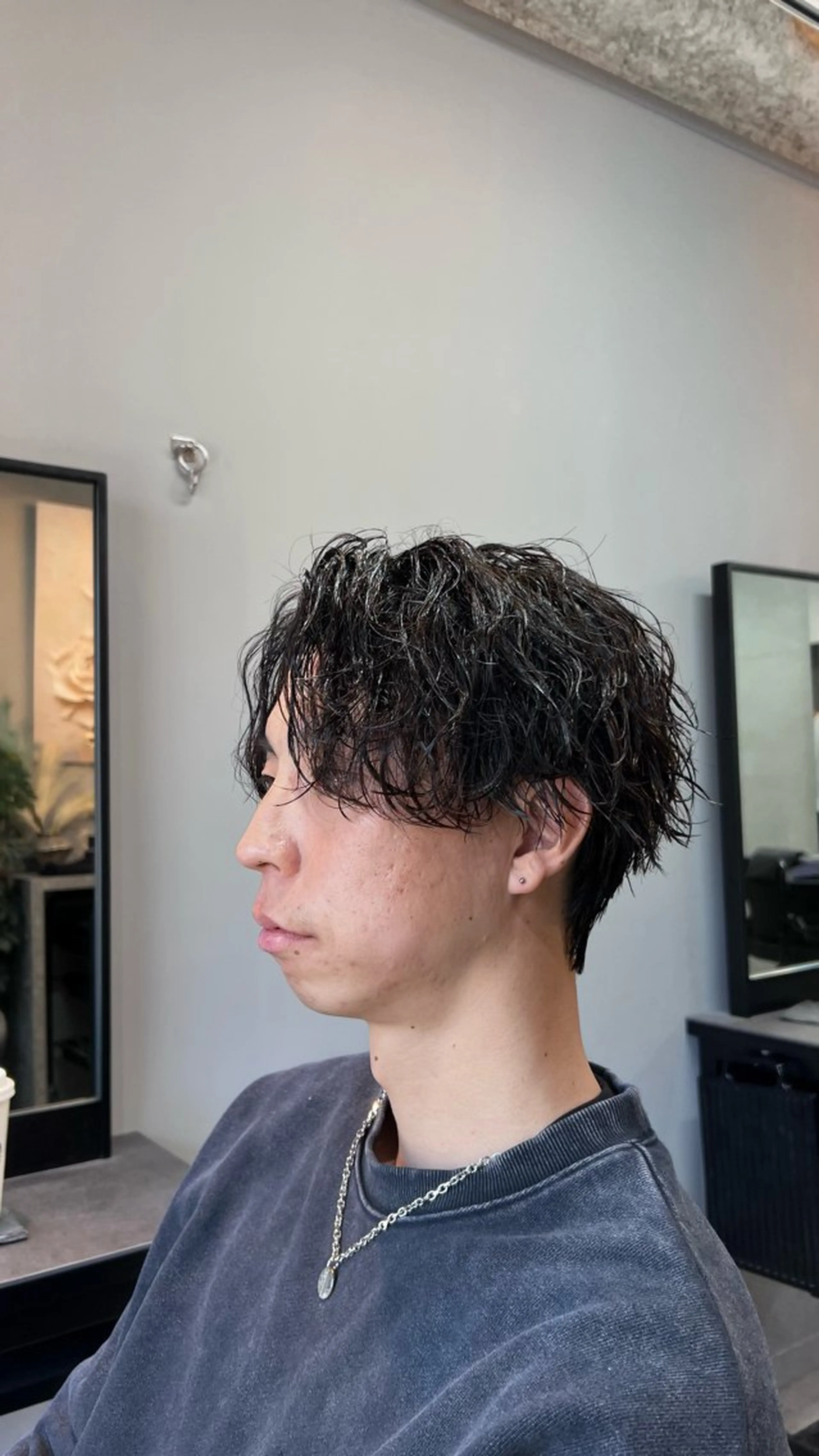 ショート パーマ メンズ センターパート メンズパーマ 波巻きパーマ 💥メンズパーマ /表参道/モント💥のヘアスタイル