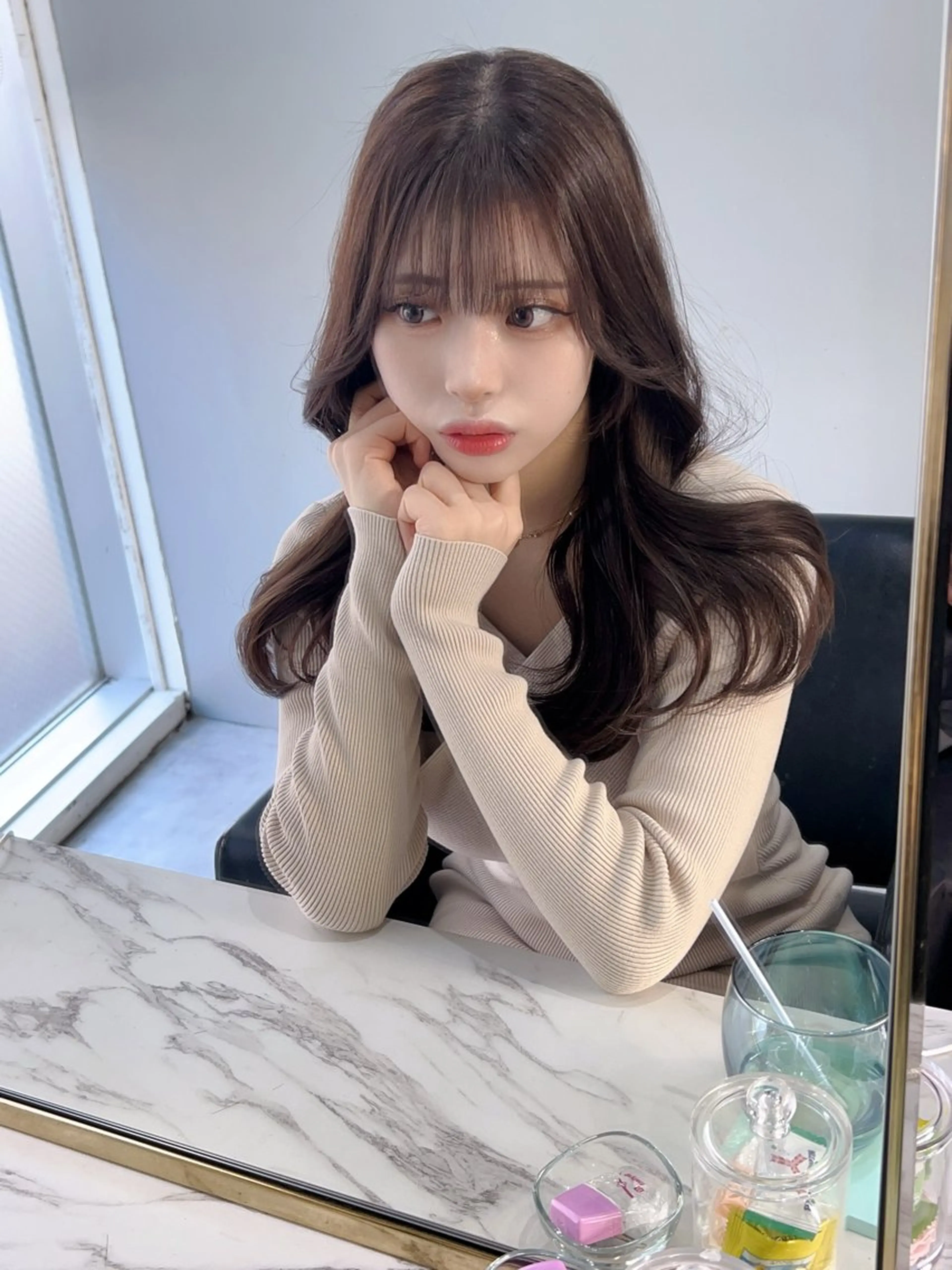 ロング カラー カット ヘアカラー 🪞上品で可愛い韓国 ヘア🪞Rikutoのヘアスタイル