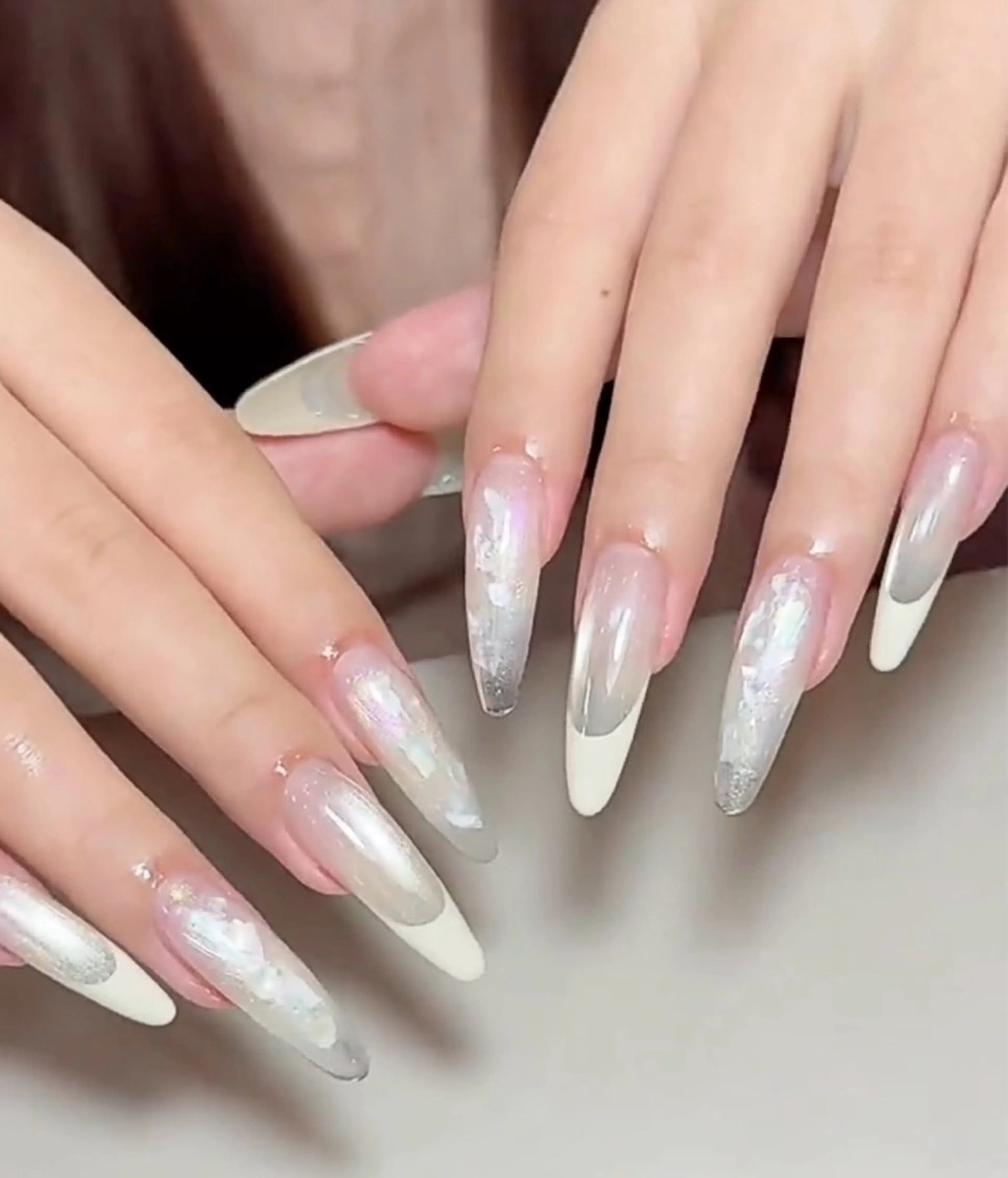 ネイル アートネイル オーロラネイル ジェルネイル ガーリー キラキラネイル Rika  nail cocoのネイルデザイン