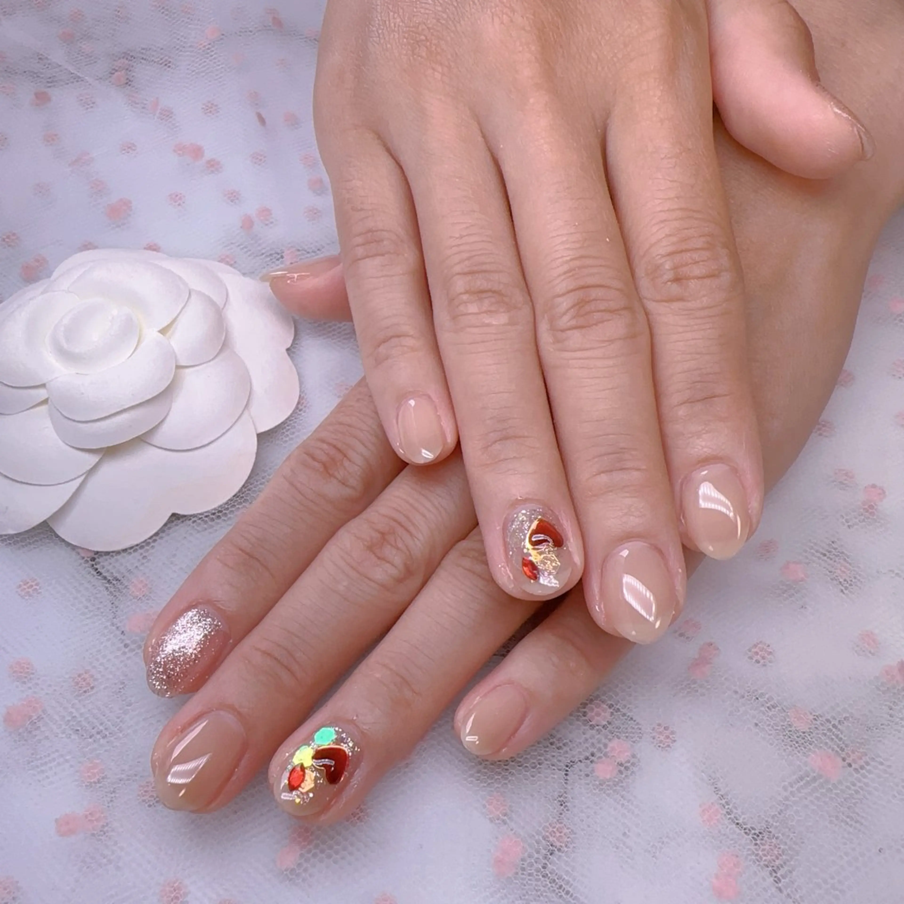 ネイル アートネイル オーロラネイル フットネイル 韓国ネイル ラメ(グリッター) ハンドネイル Belle nail salon 新小岩のネイルデザイン