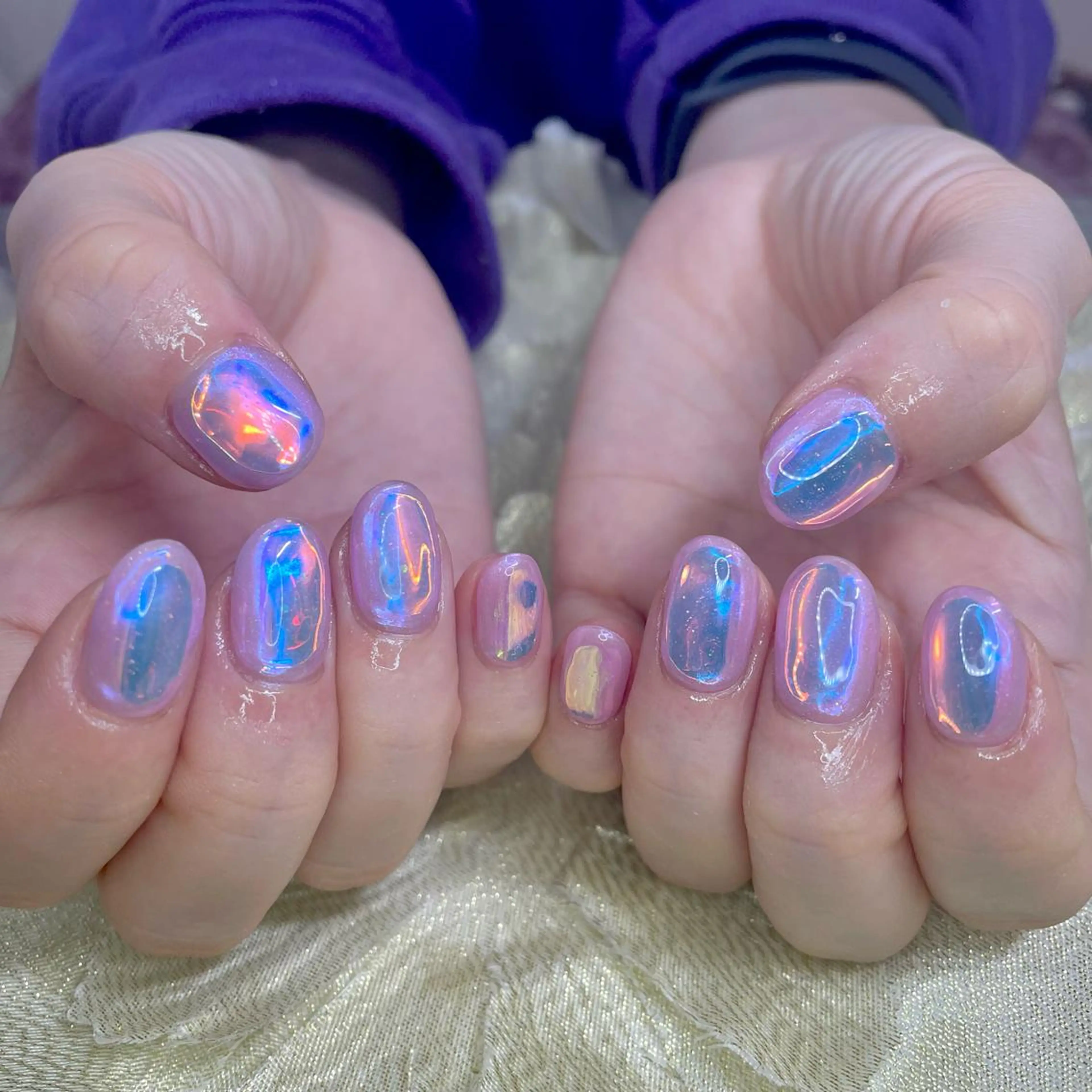 ネイル オーロラネイル 氷ネイル・うるうるネイル J terrace Nailのネイルデザイン